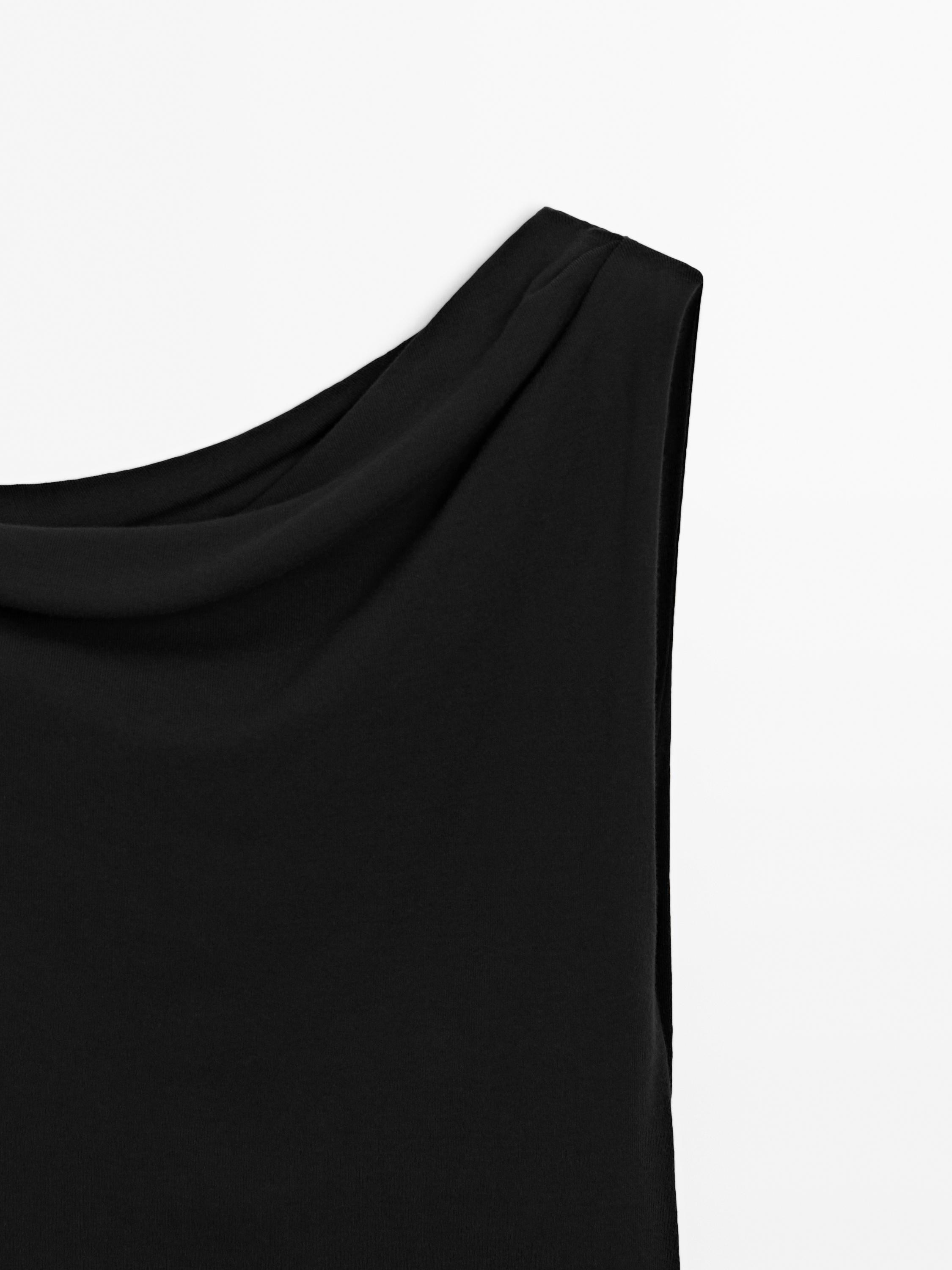 Top drapé avec nœud en coton