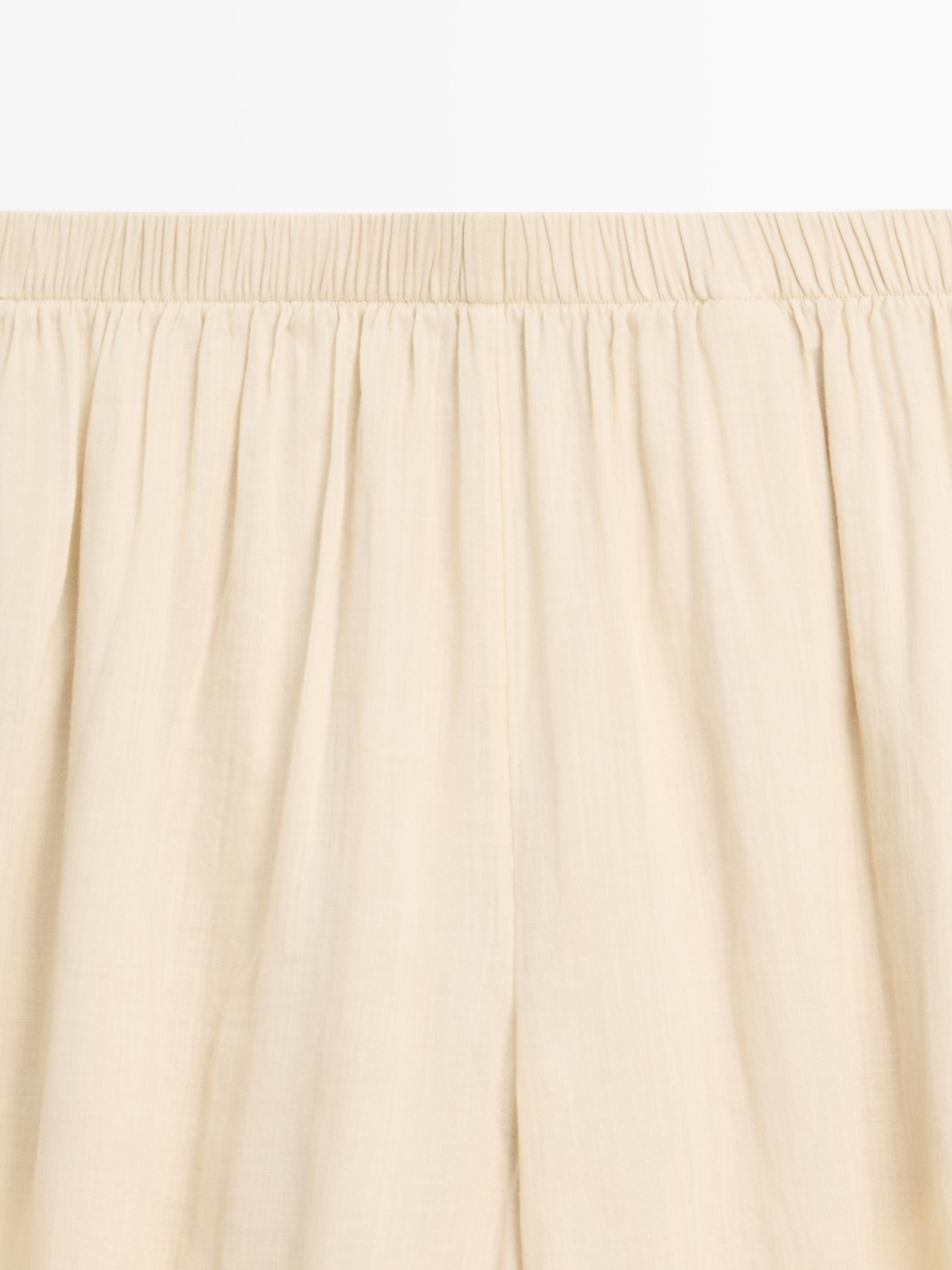 Flowing ramie sarouel trousers — BEIGE