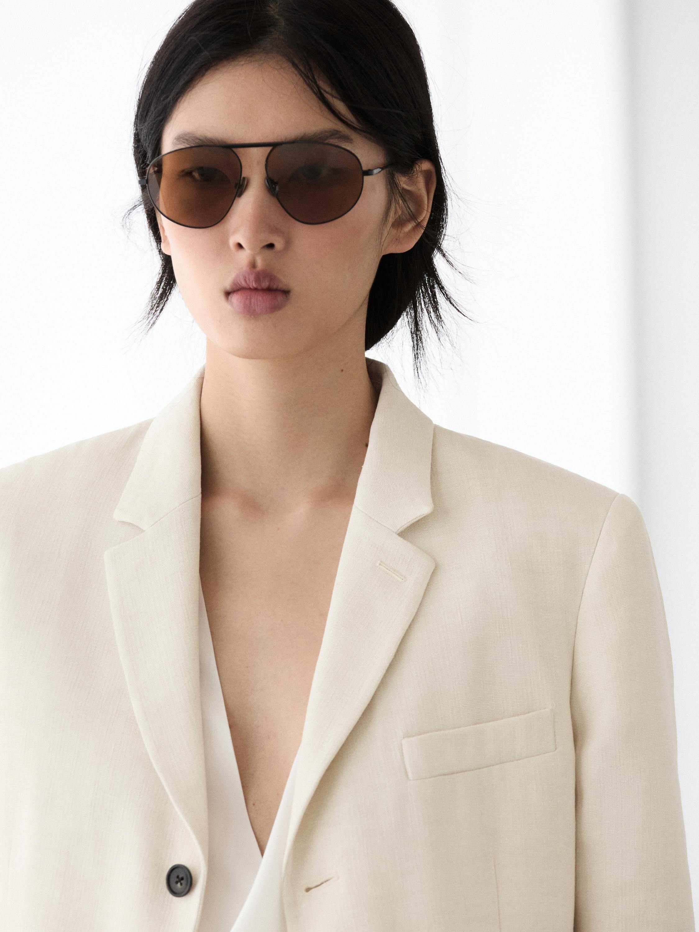 Linen blend suit blazer — CREAM