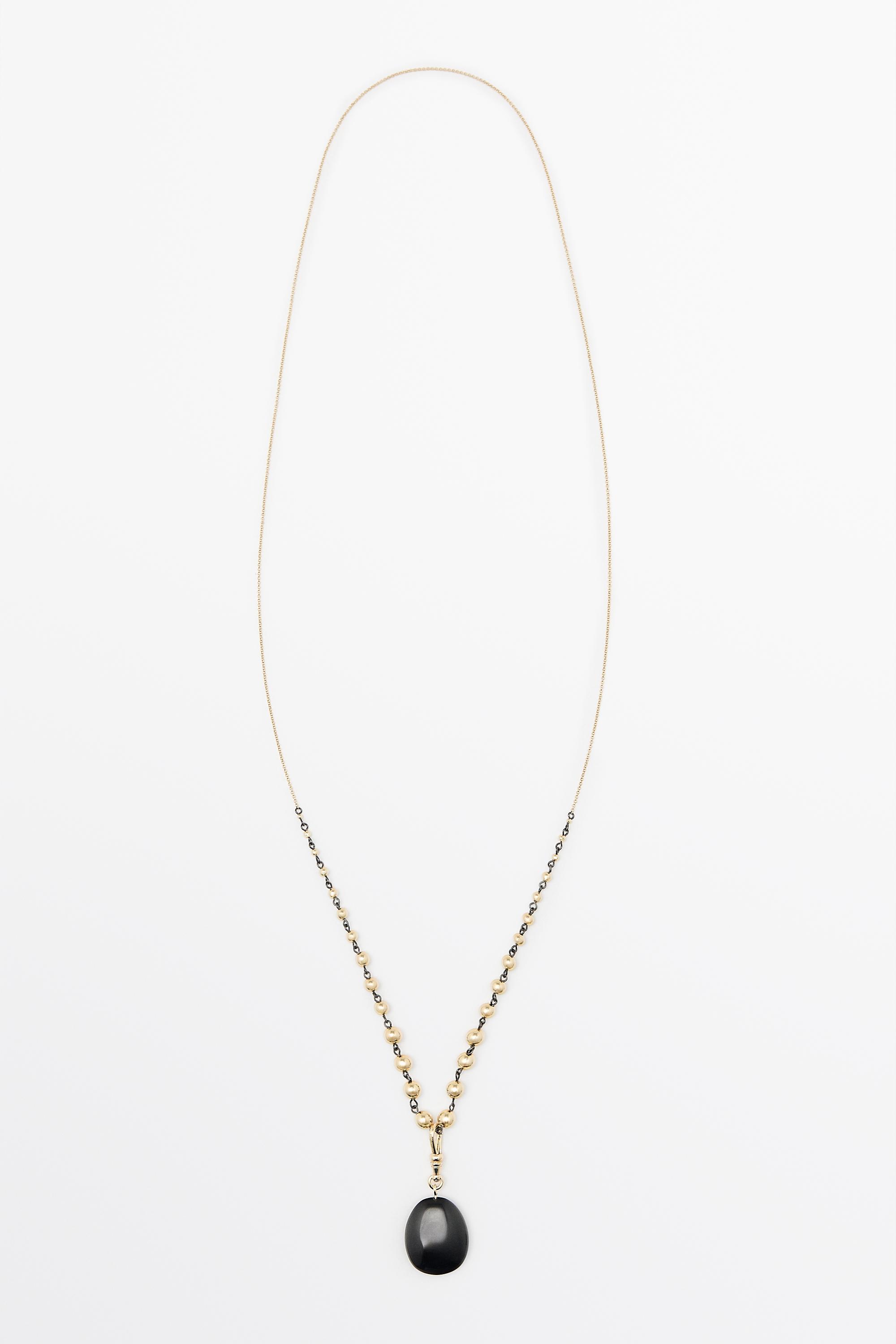 Collar cadena bolas pieza onix