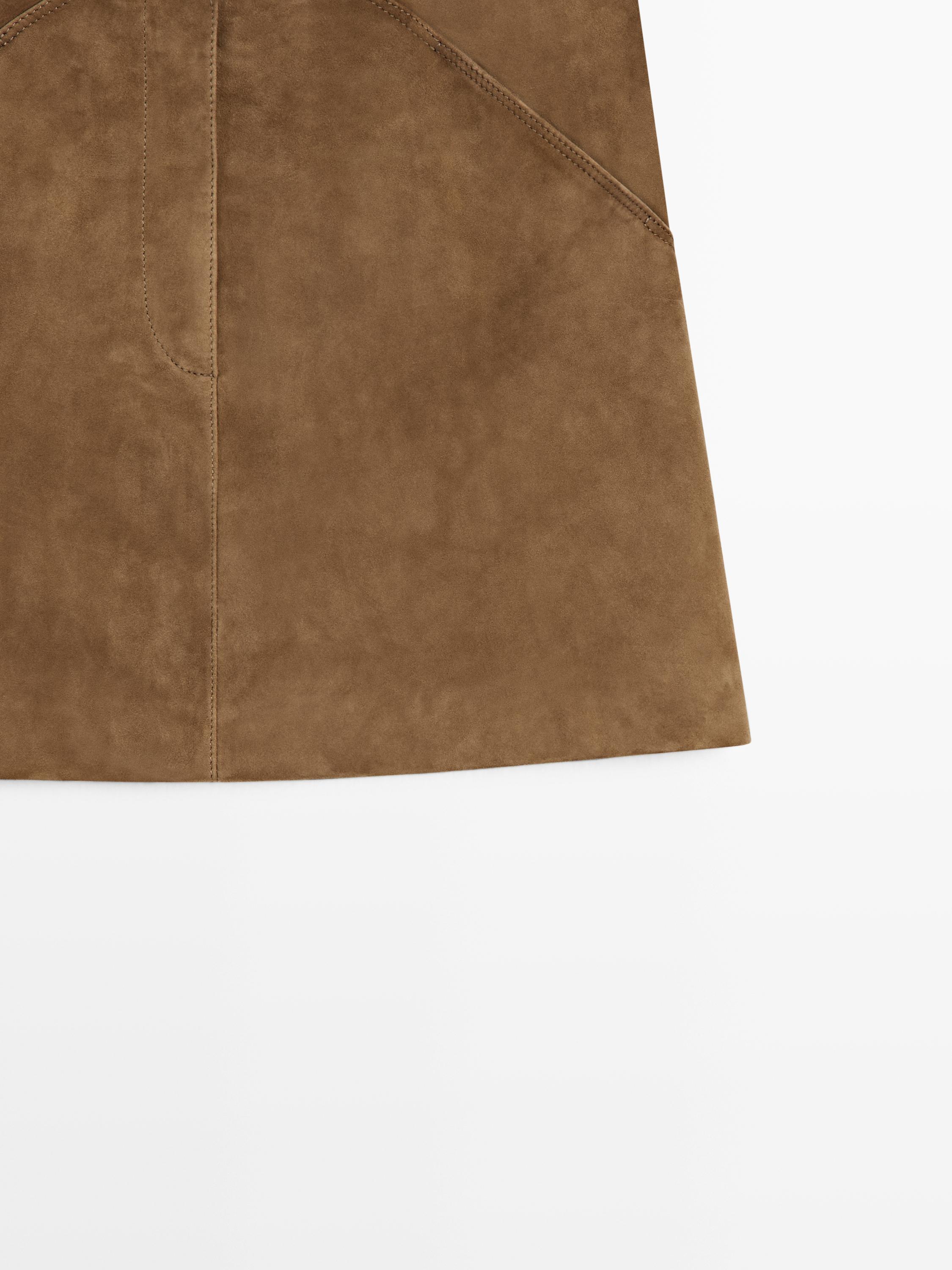 Suede leather mini skirt — Washed