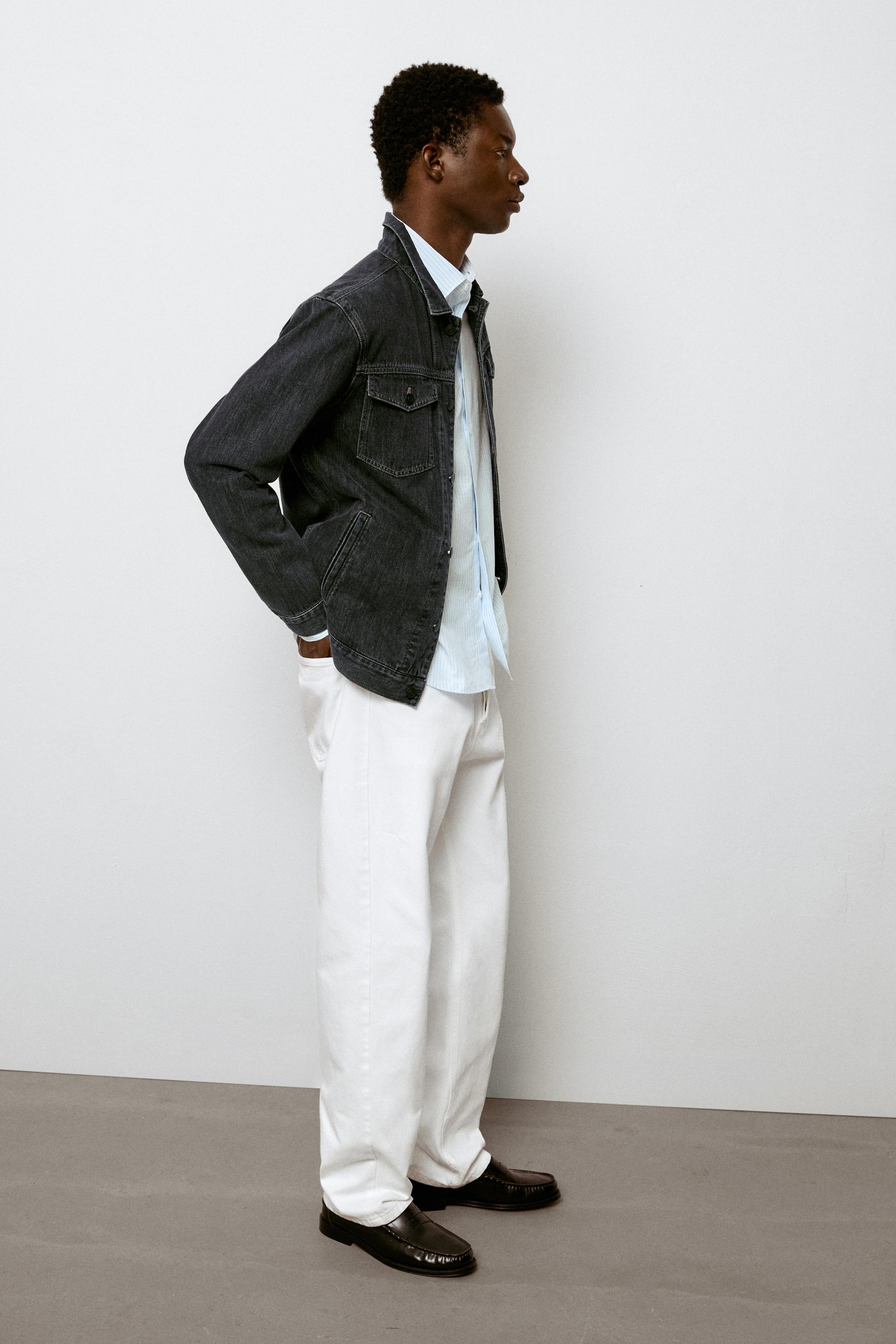Straight-leg denim-effect pants — WHITE
