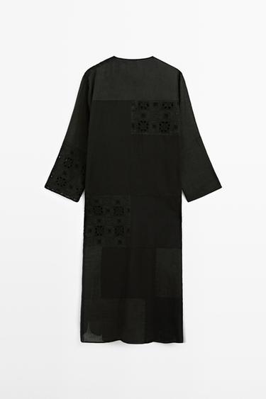 Flowing embroidered kaftan dress — BLACK 6