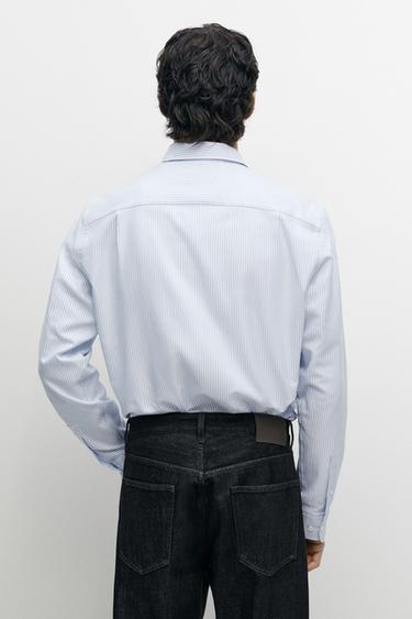 Striped regular fit Oxford shirt — Sky blue 5