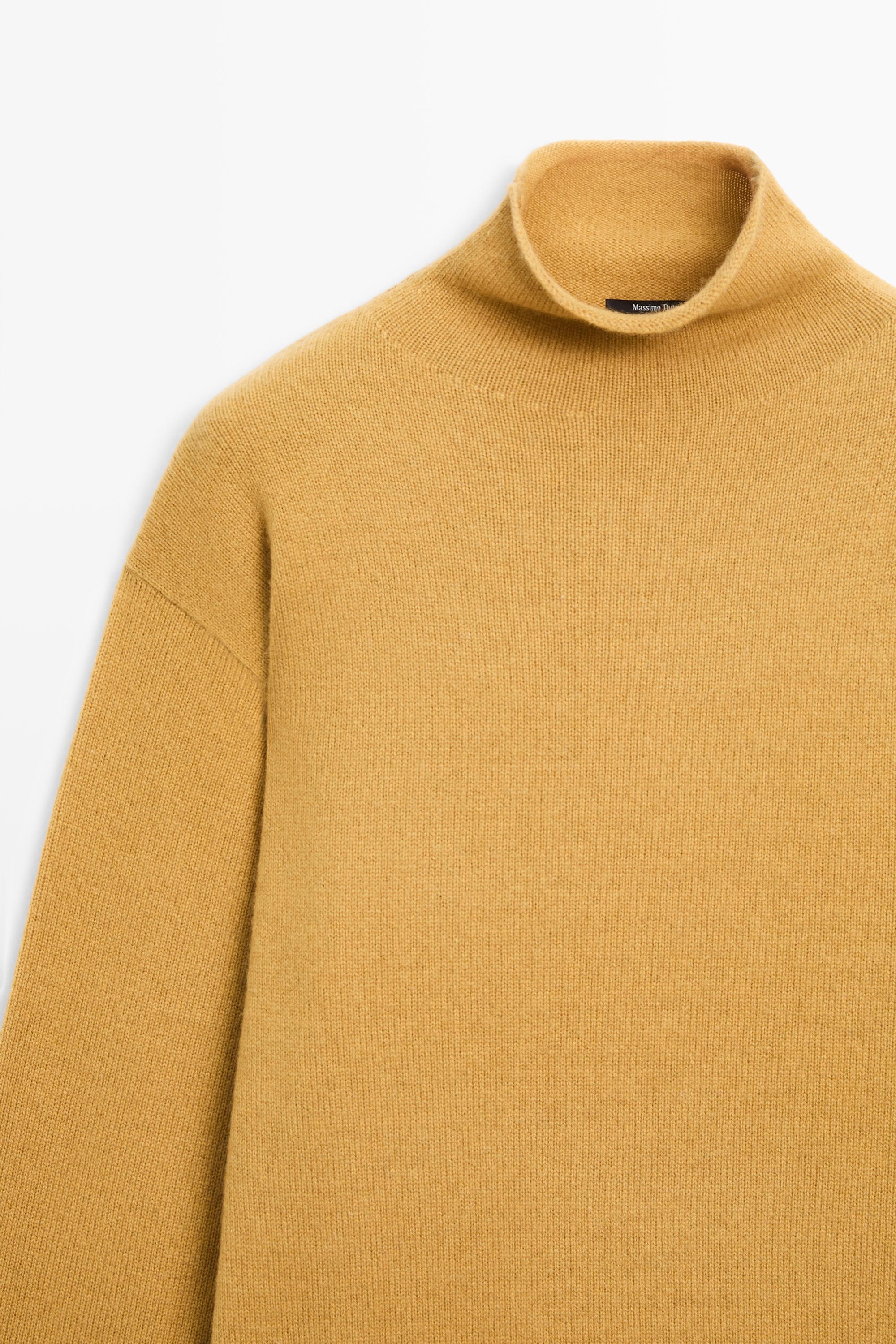 100% cashmere oversize knit sweater — MUSTARD YELLOW