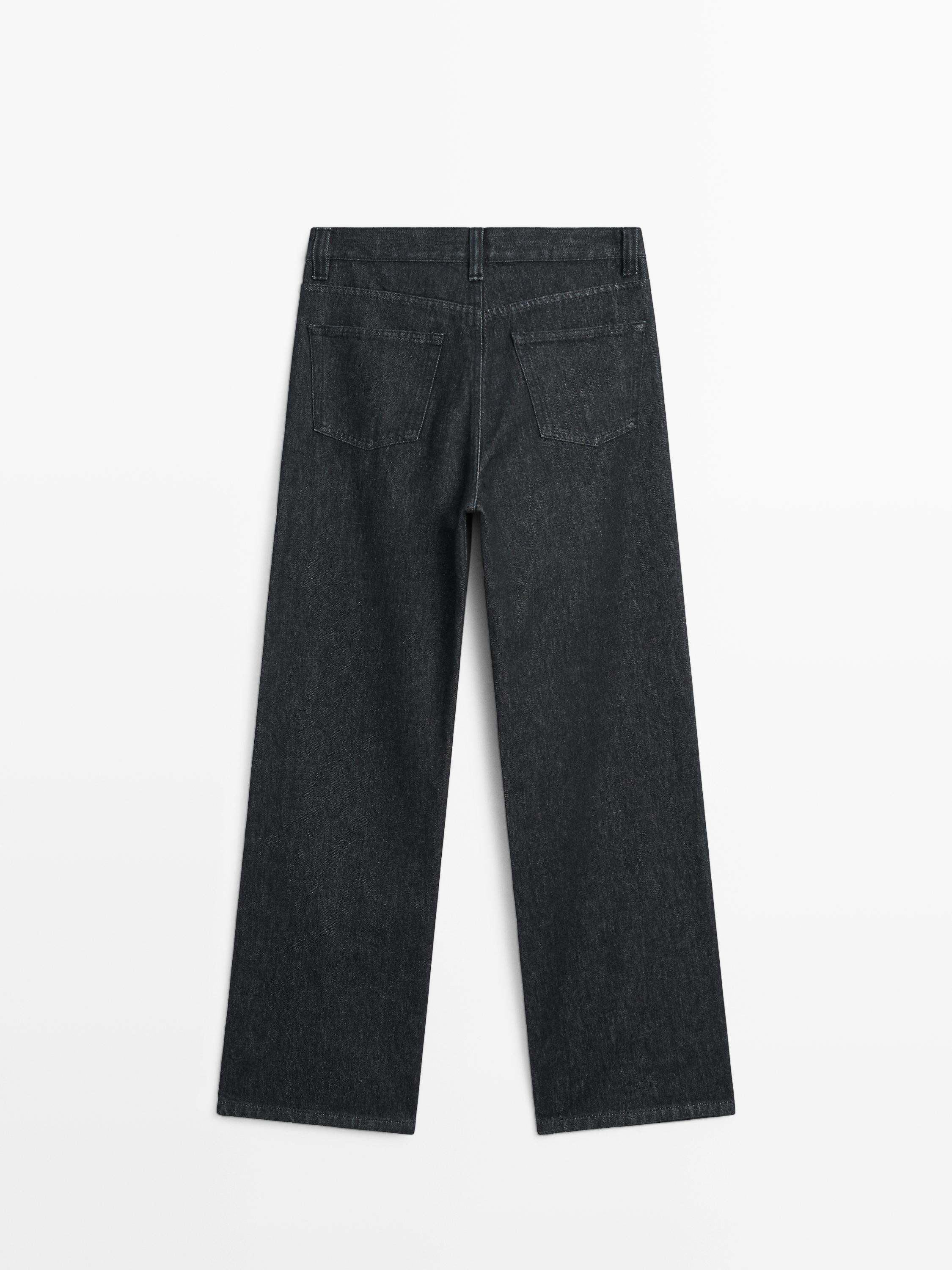 Jeans wide leg tiro alto