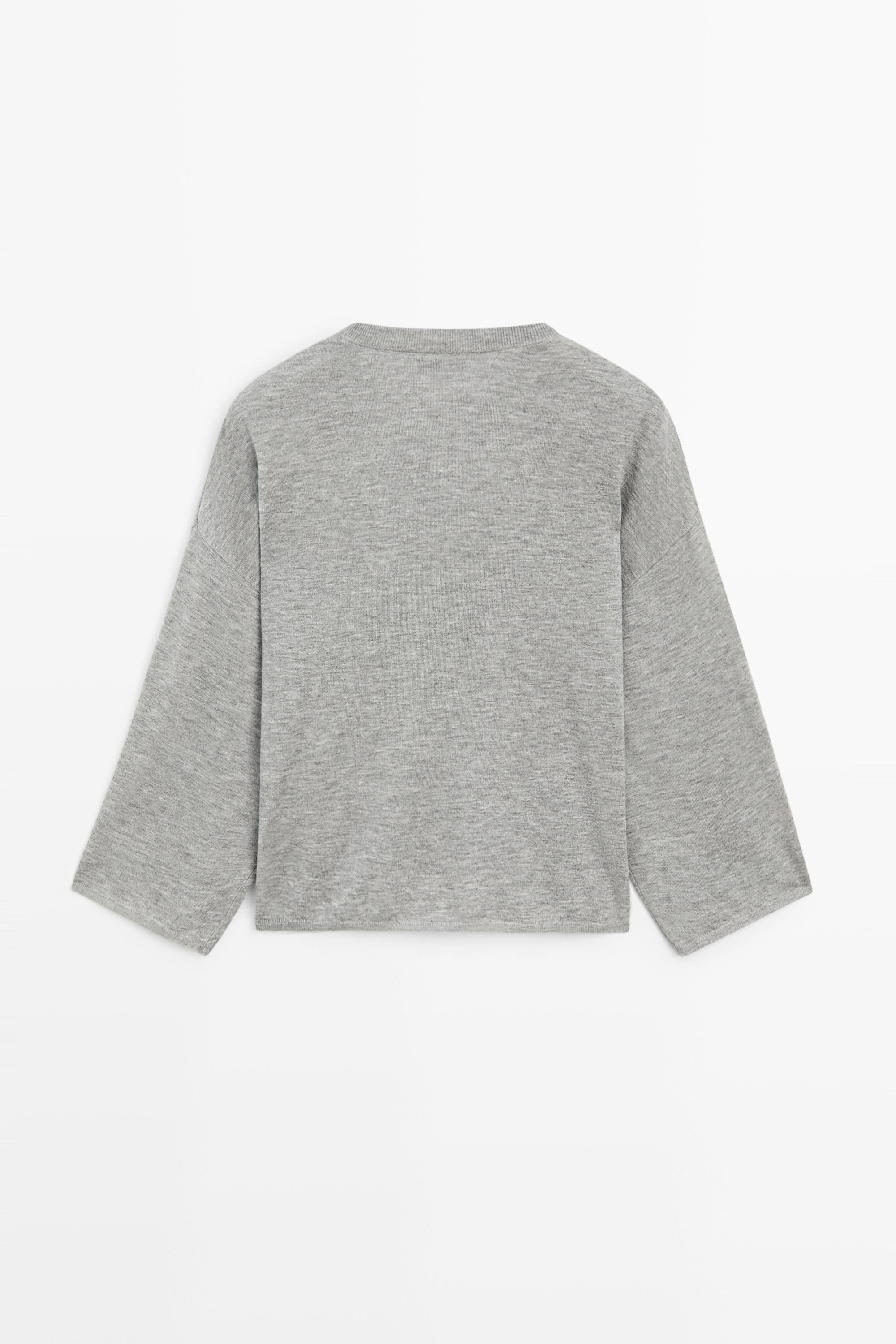Round neck knit sweater — GREY MARL