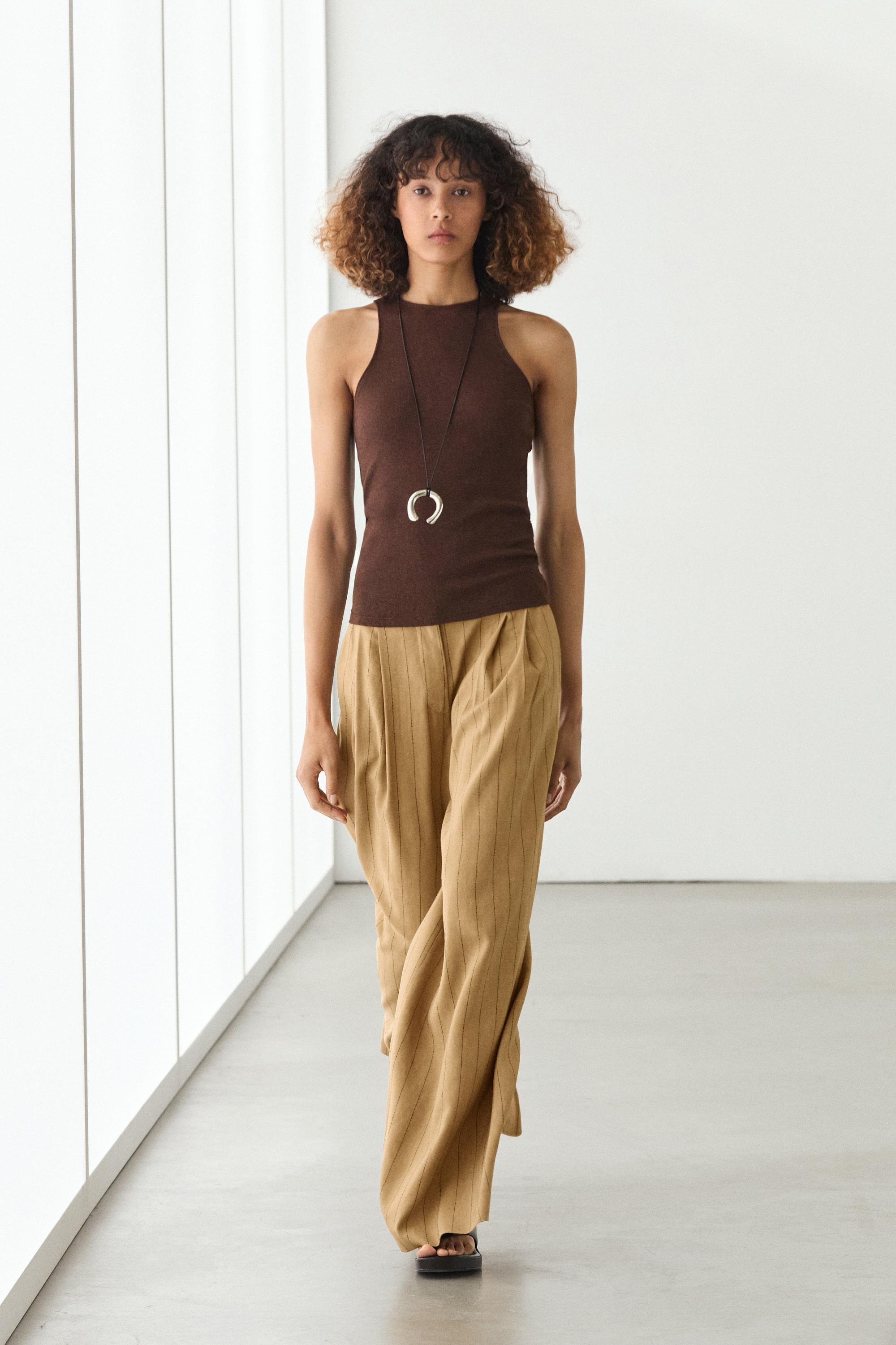 Darted wide-leg trousers — MUSTARD YELLOW