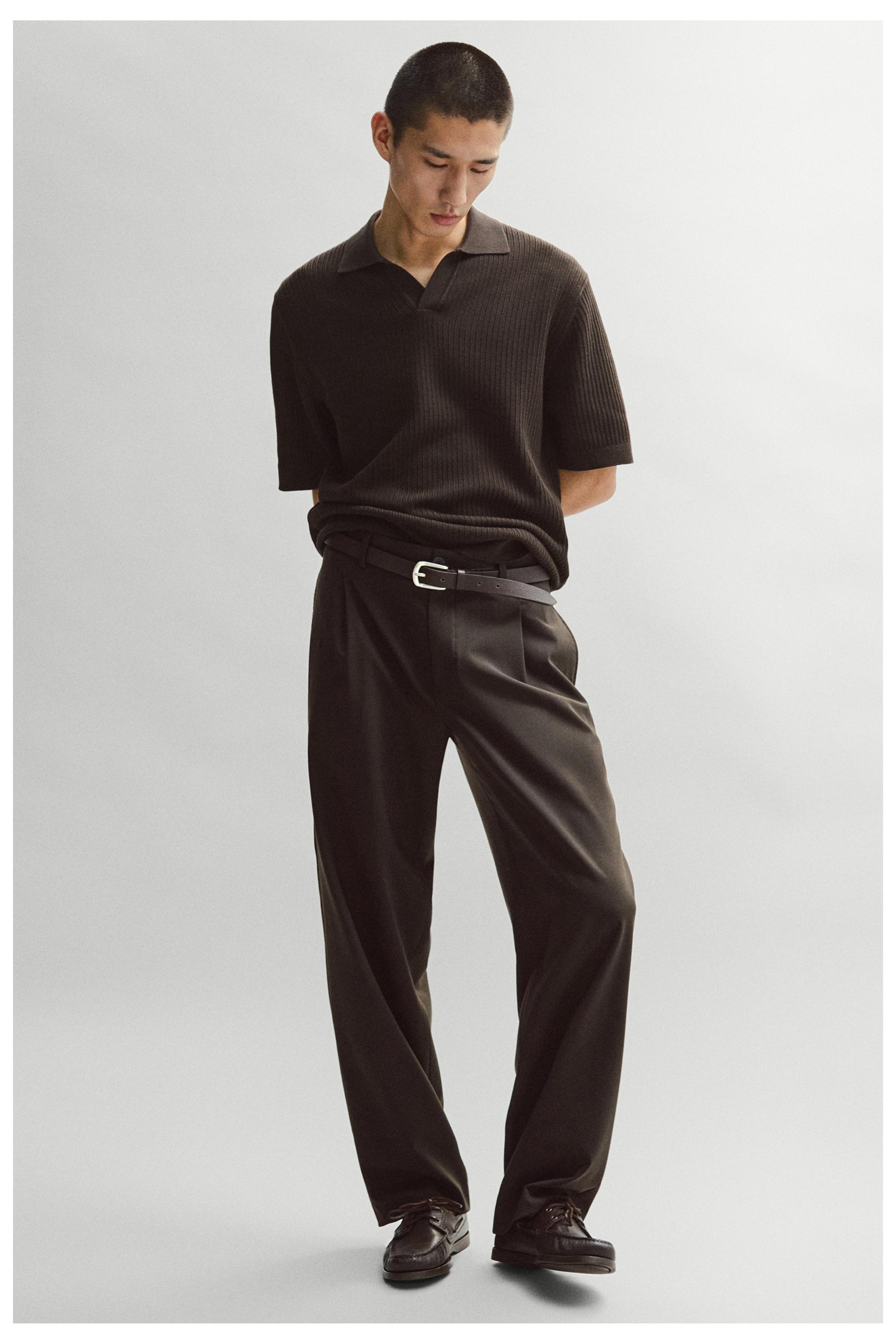 Relaxed fit wool blend trousers — BROWN