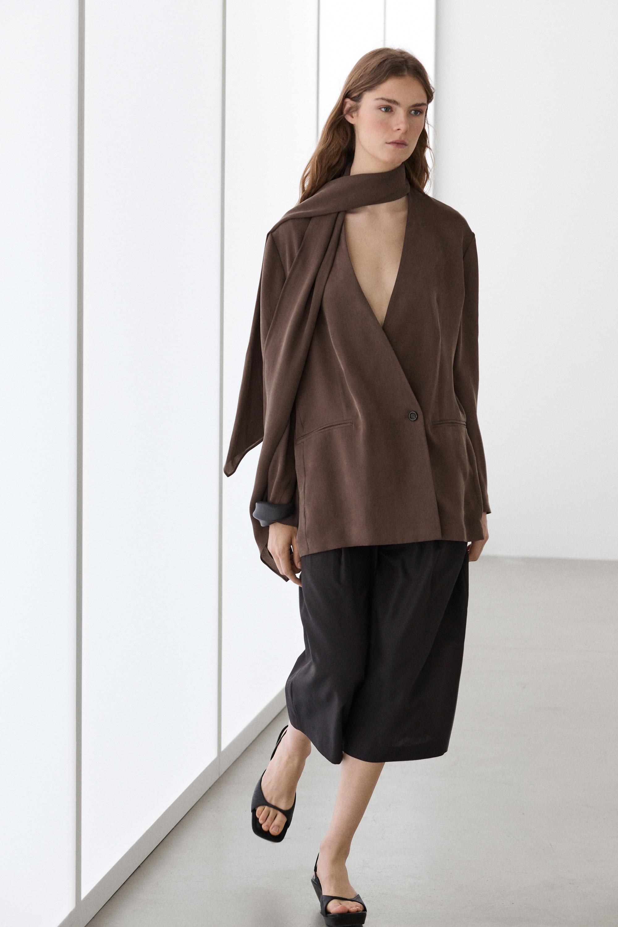 Total look flowing overshirt with tie detail — PLUM
