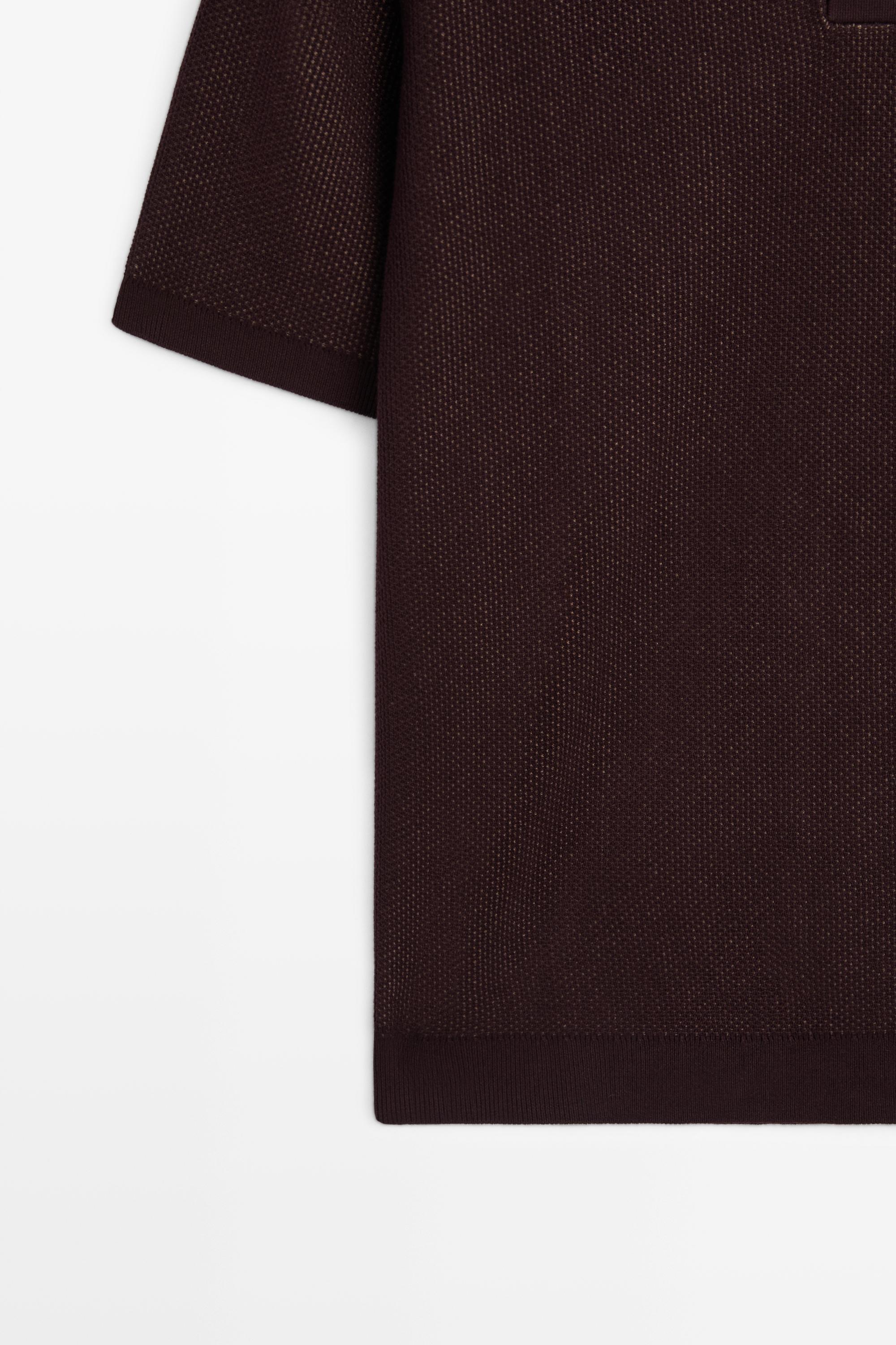 100% cotton textured contrast polo shirt — BURGUNDY