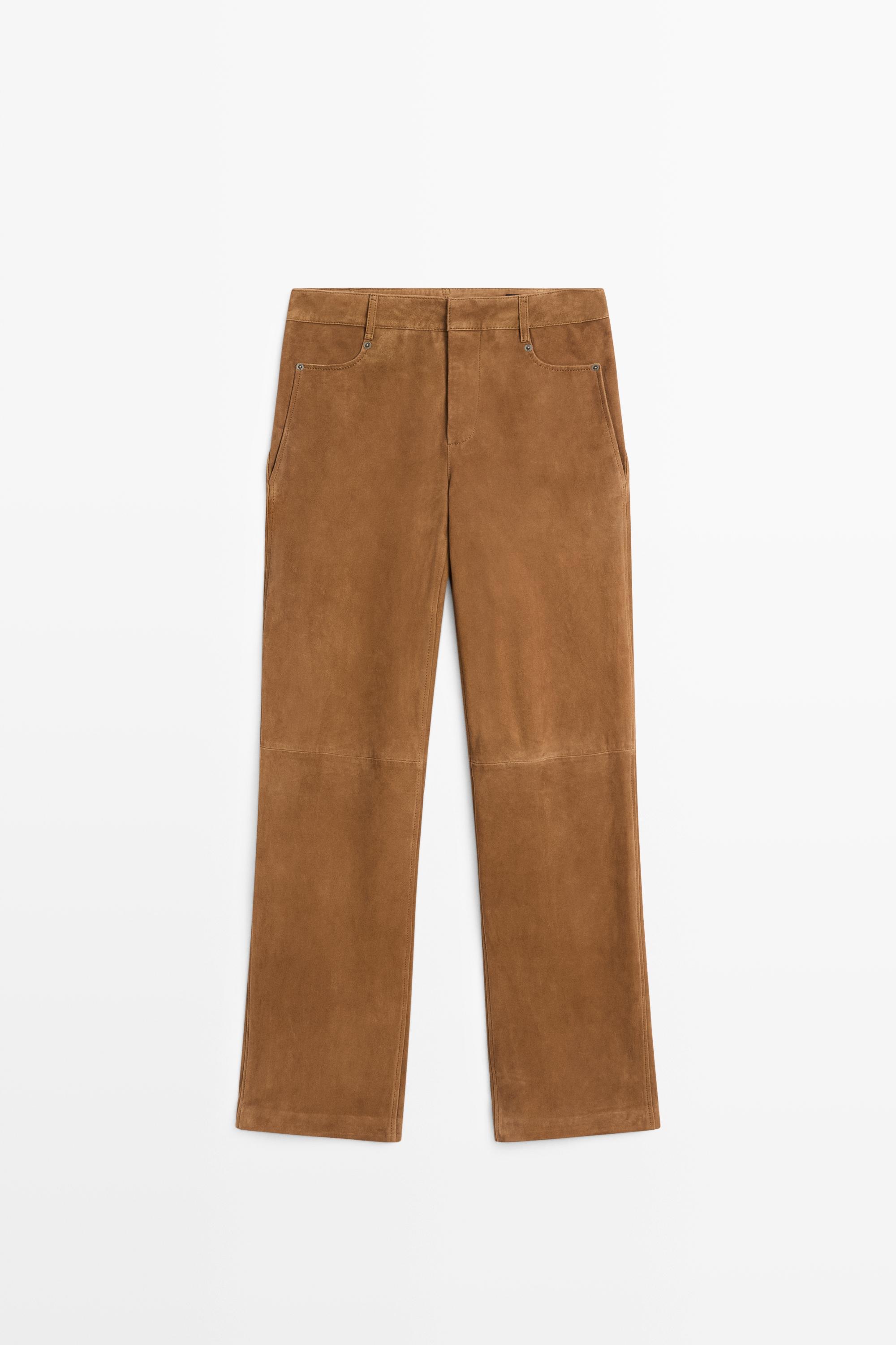 Suede leather pants