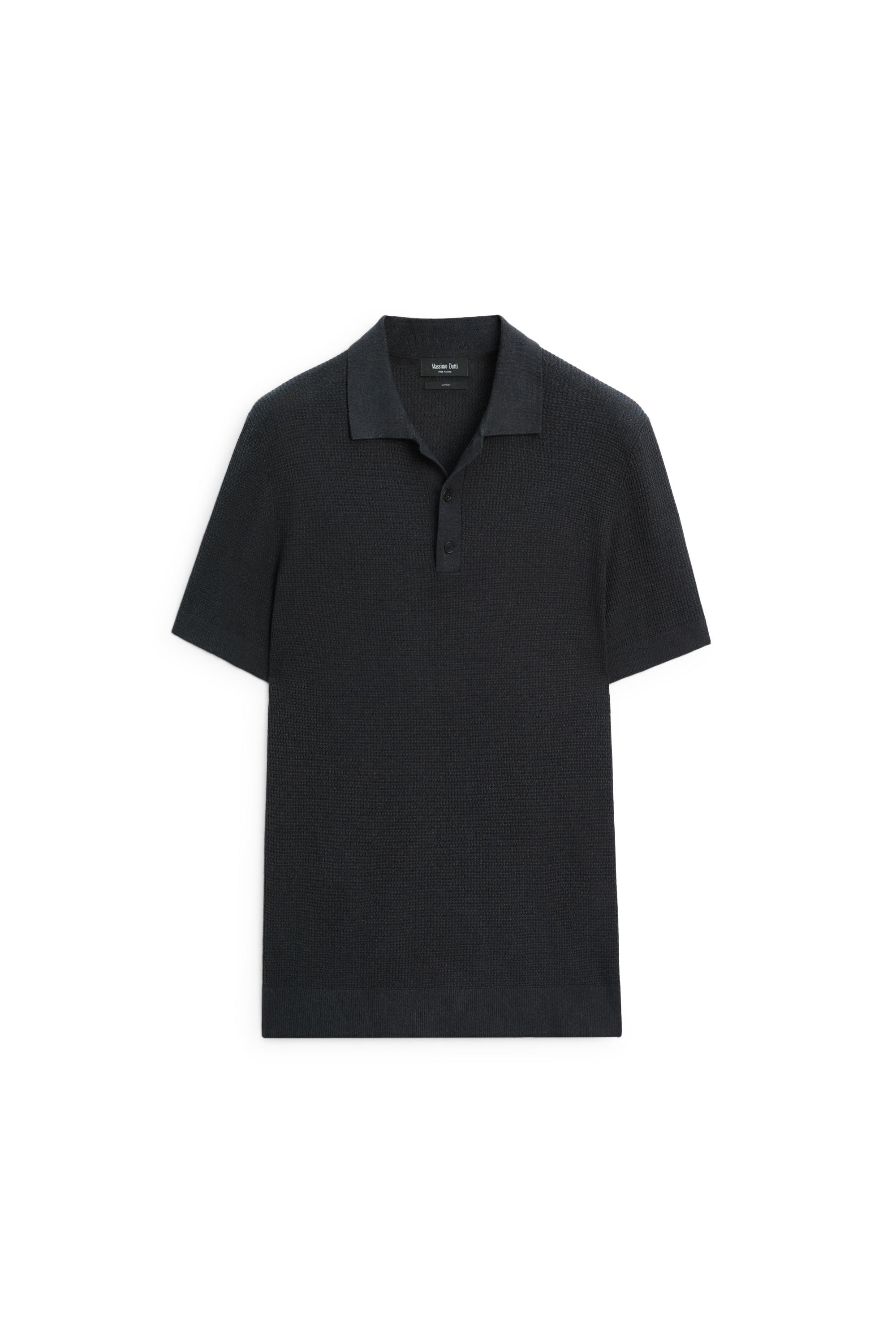 100% cotton button-collar polo shirt — CHARCOAL GREY