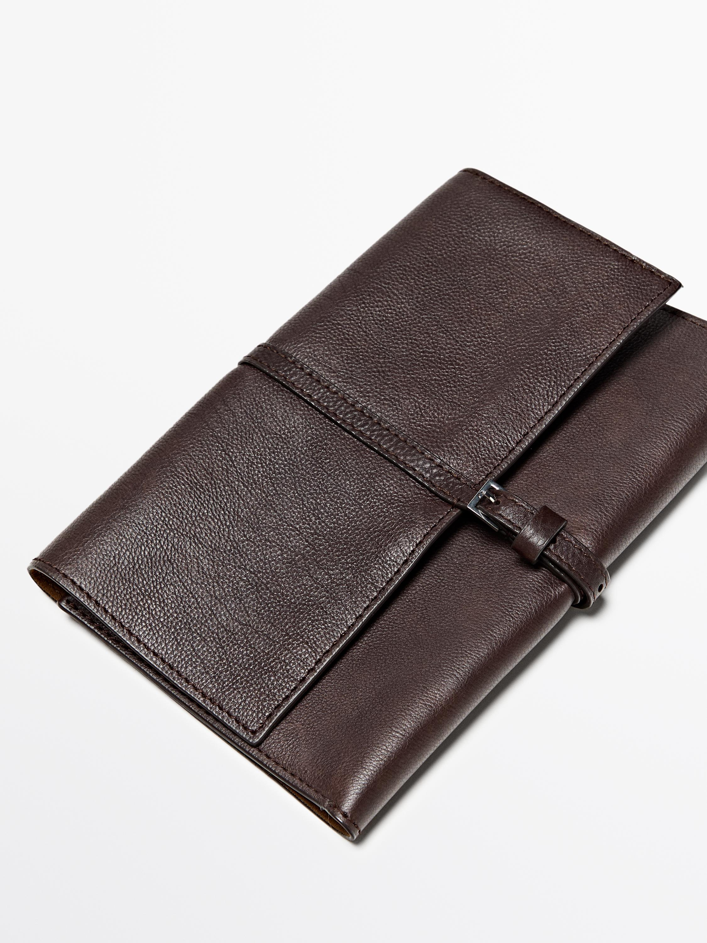 Nappa leather tech accessory case — BROWN