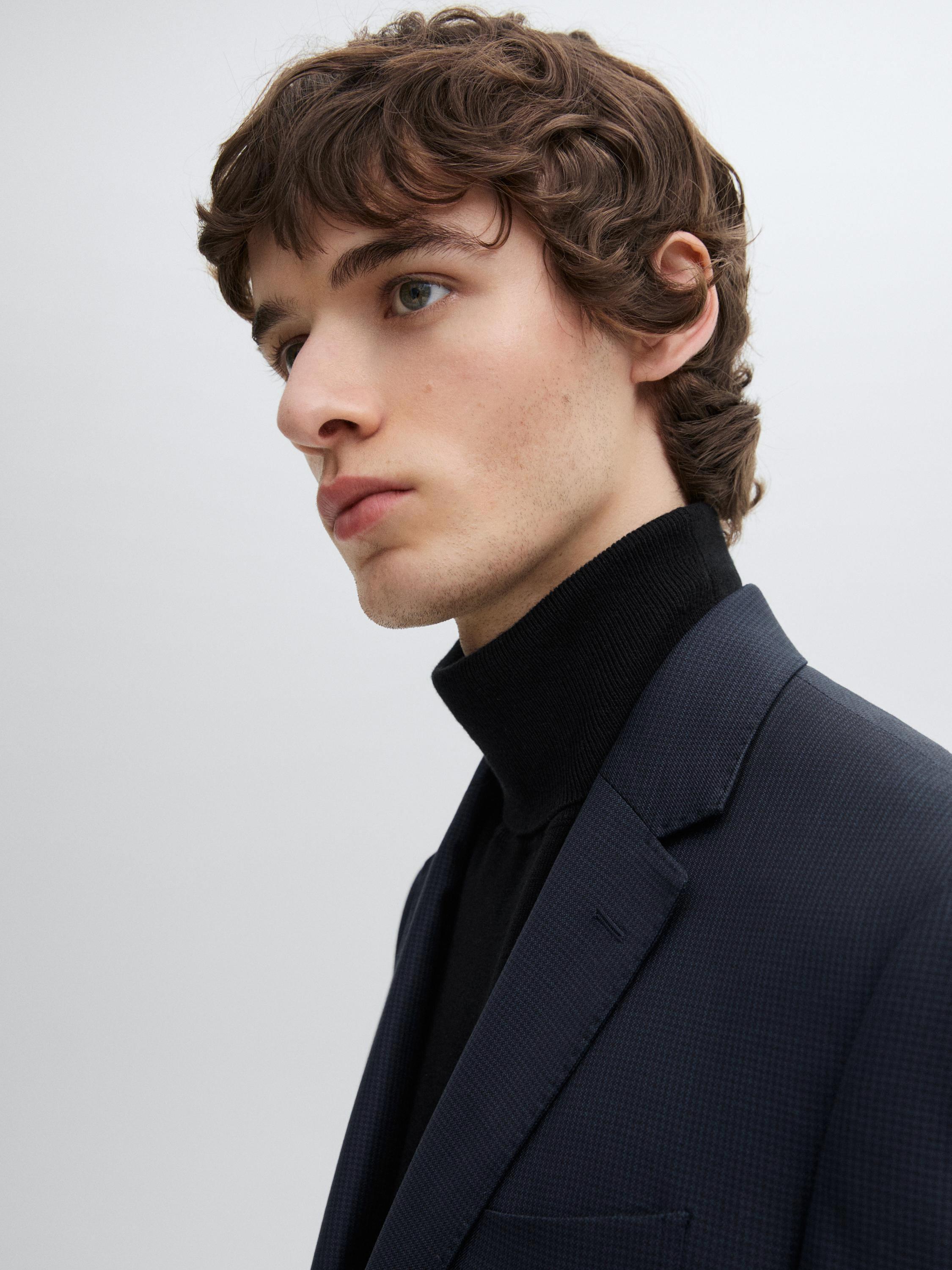 Veste de costume pied-de-poule pure laine