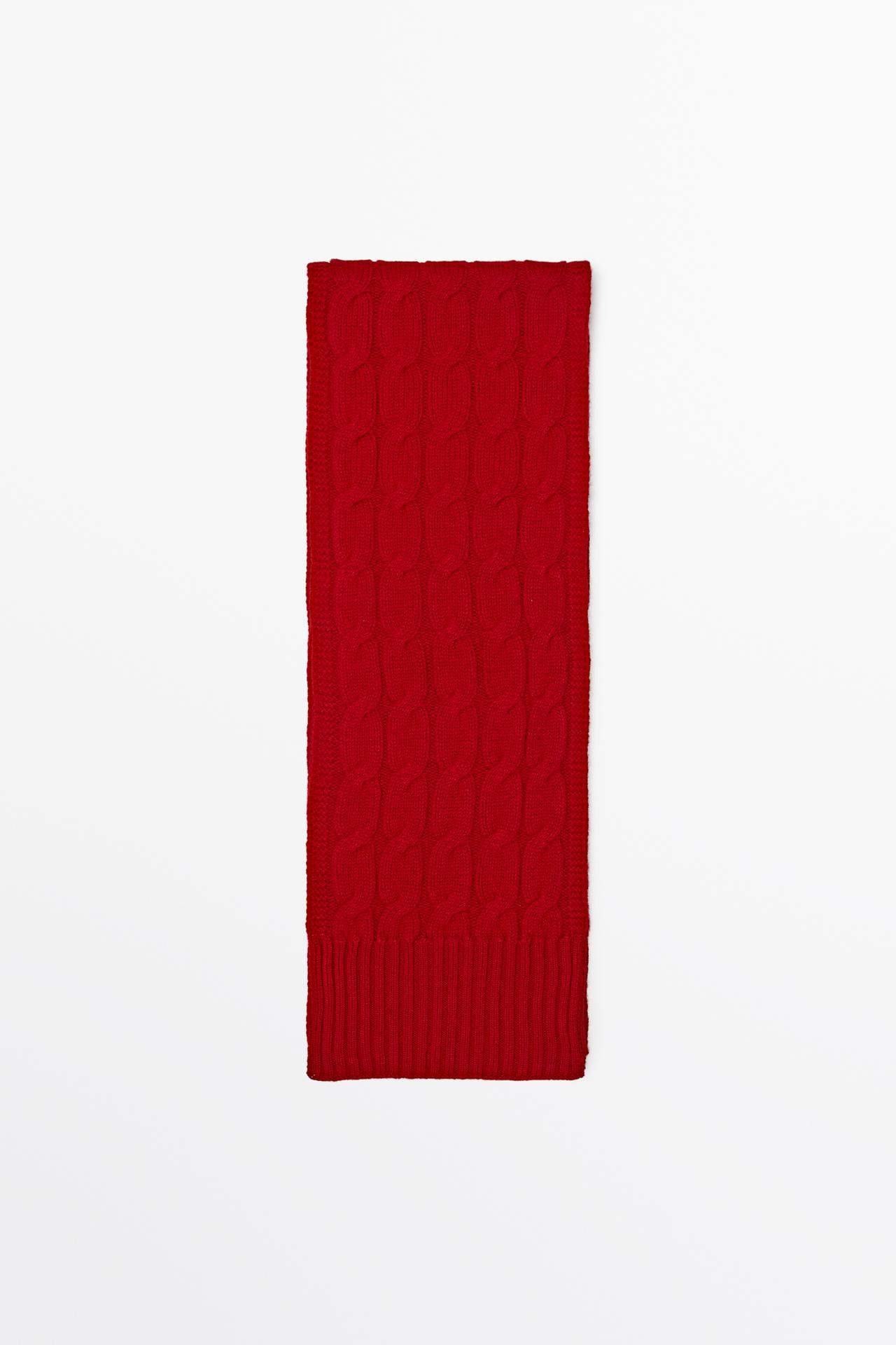 Wool and cashmere cable-knit scarf — RED