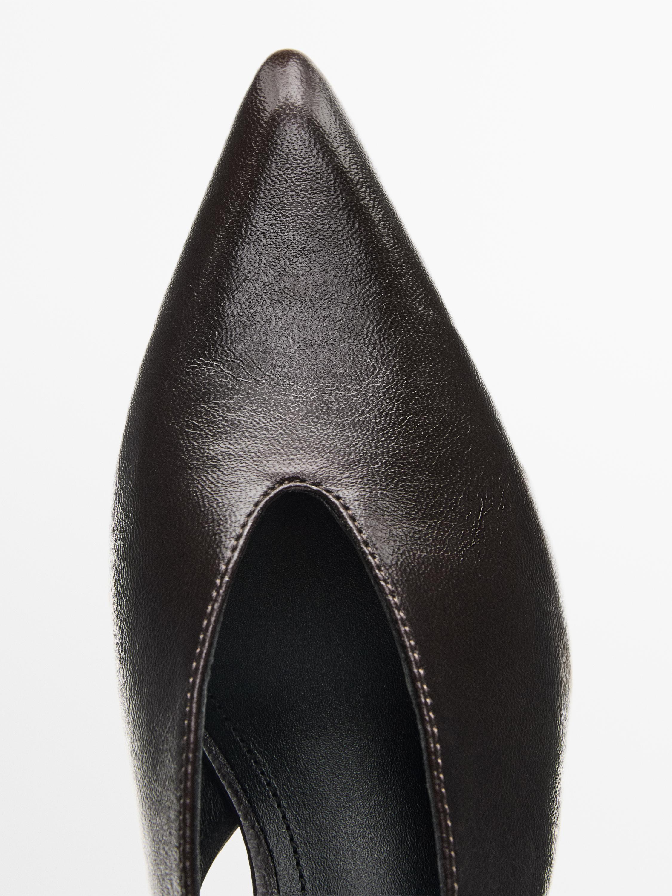 Leather high-heel mules — BROWN