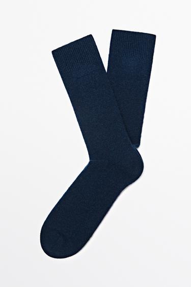 Plain knit wool socks — NAVY BLUE 2