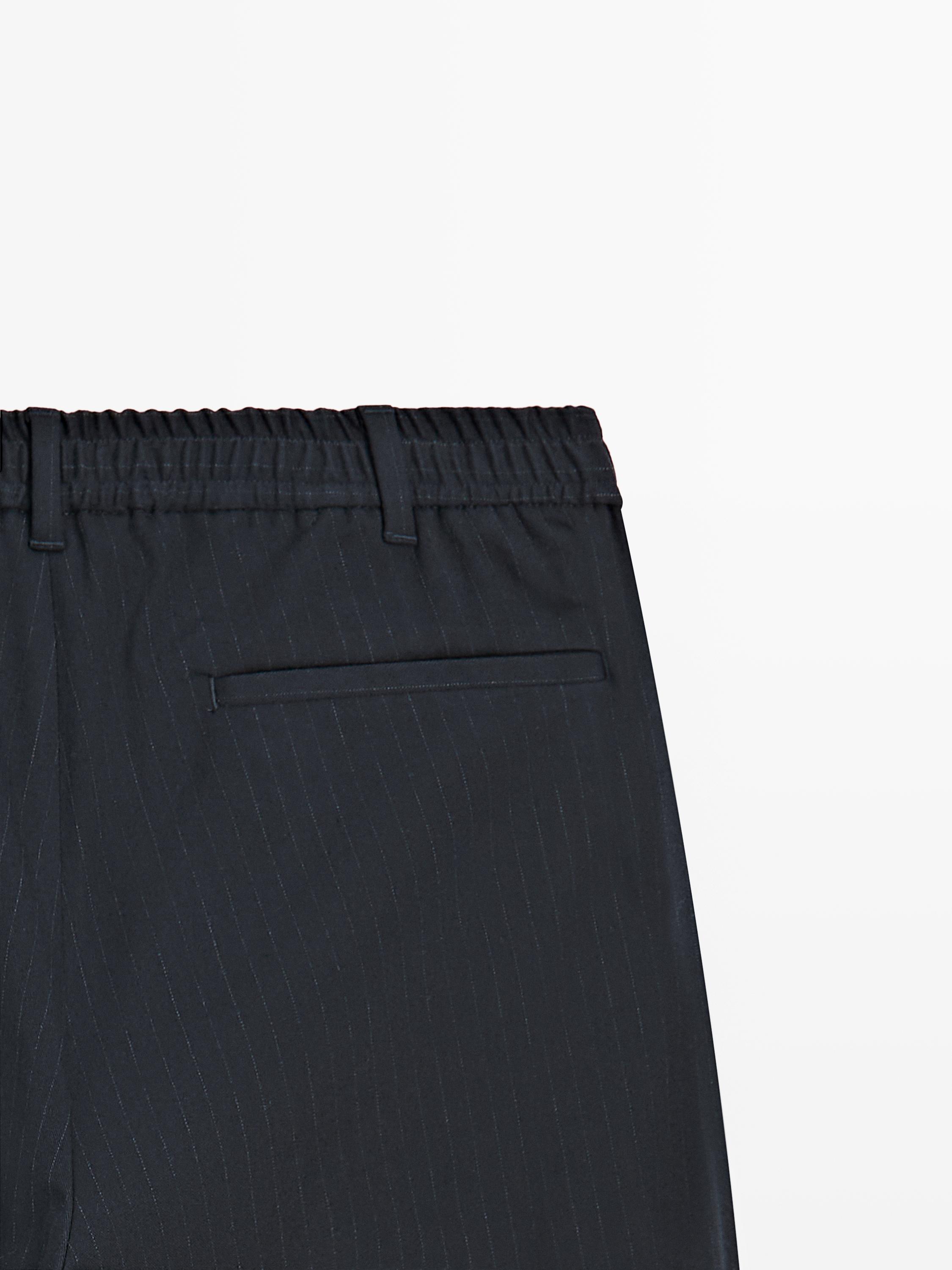 Striped jogger fit trousers — NAVY BLUE