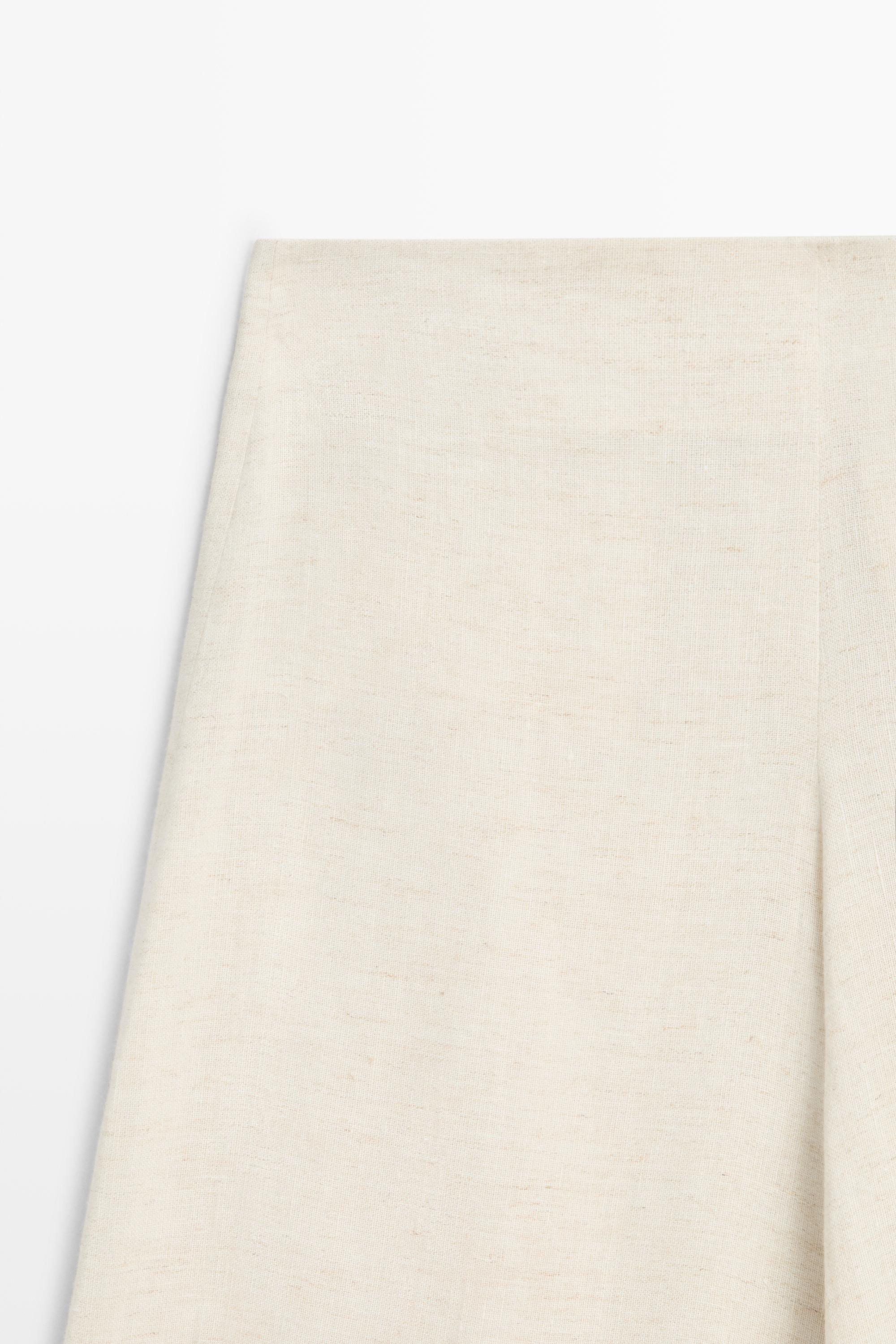 Linen blend barrel fit trousers — SAND