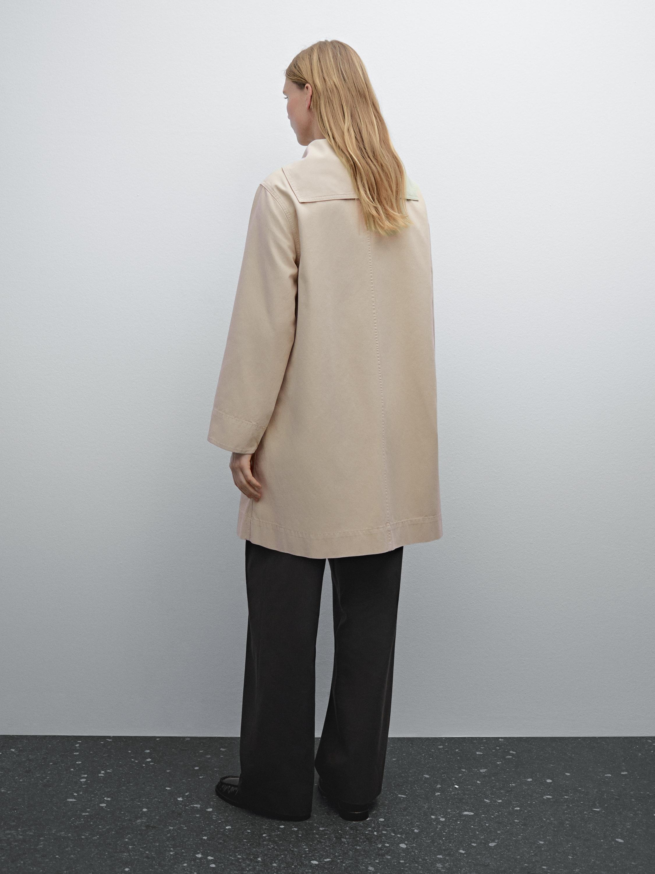 100% cotton sailor collar trench coat
