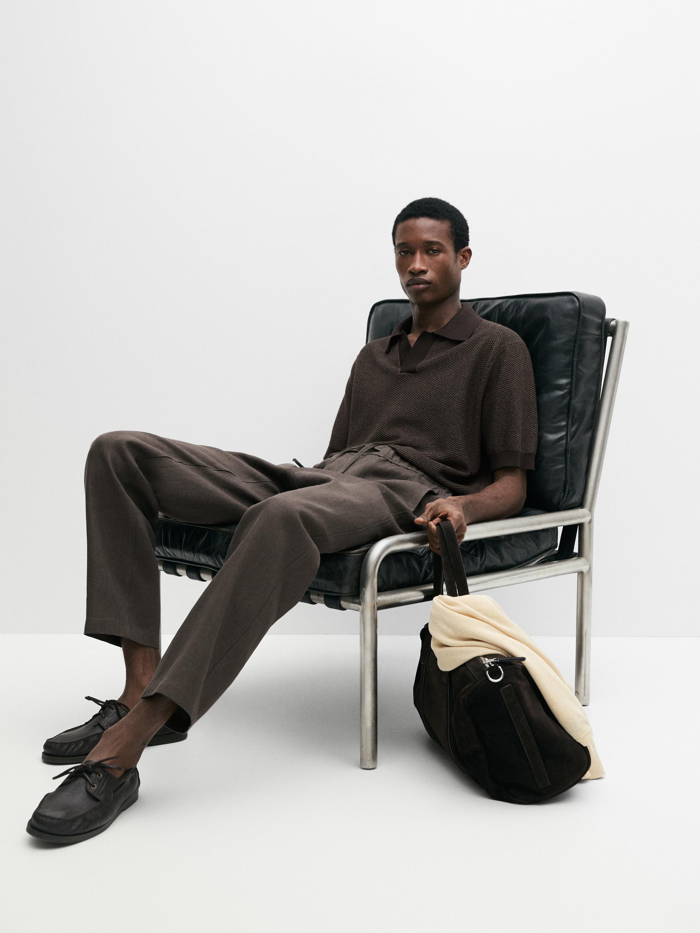 Linen jogger fit pants — Greyish green