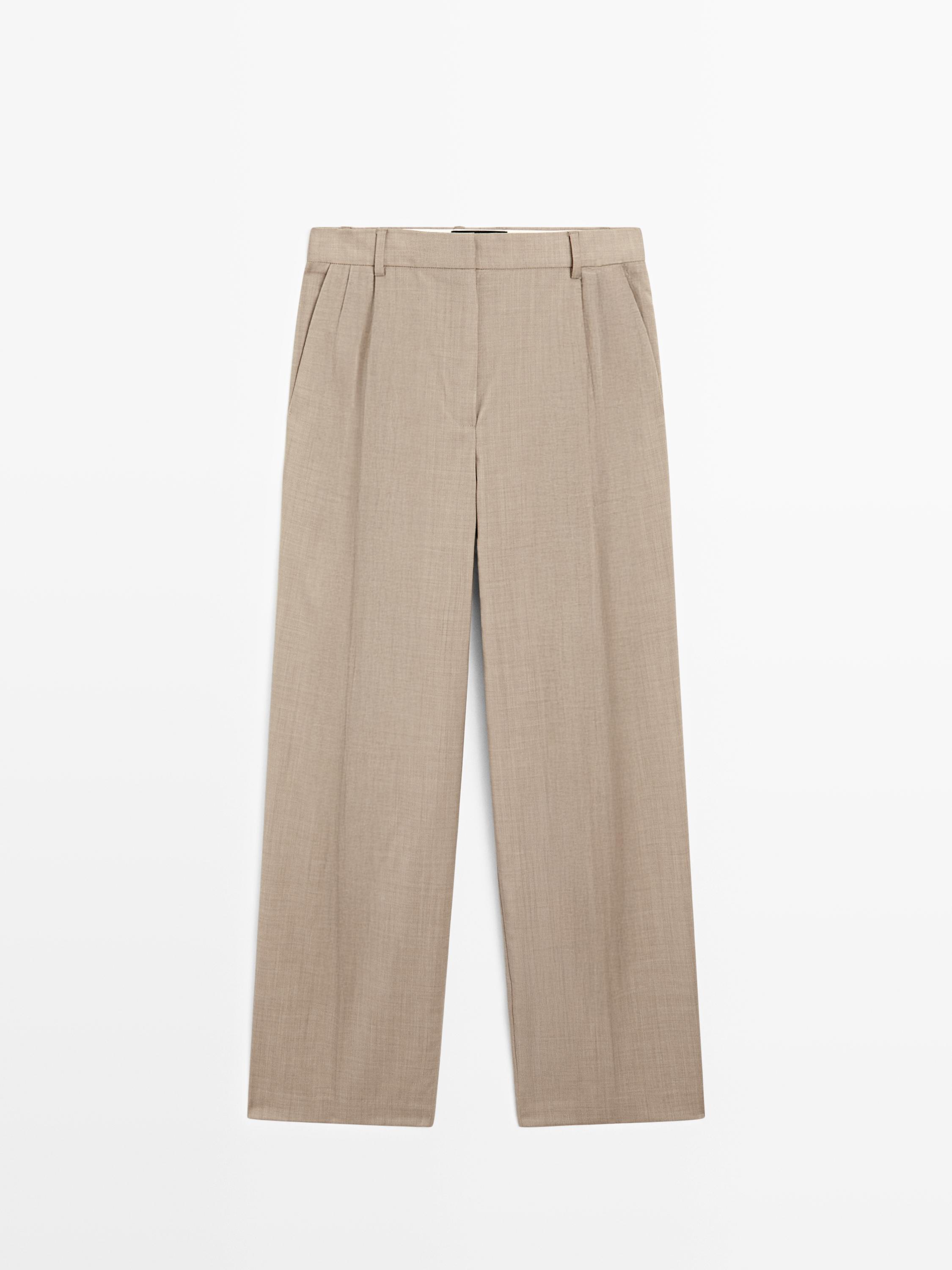 Pantalon à pinces 100 % laine