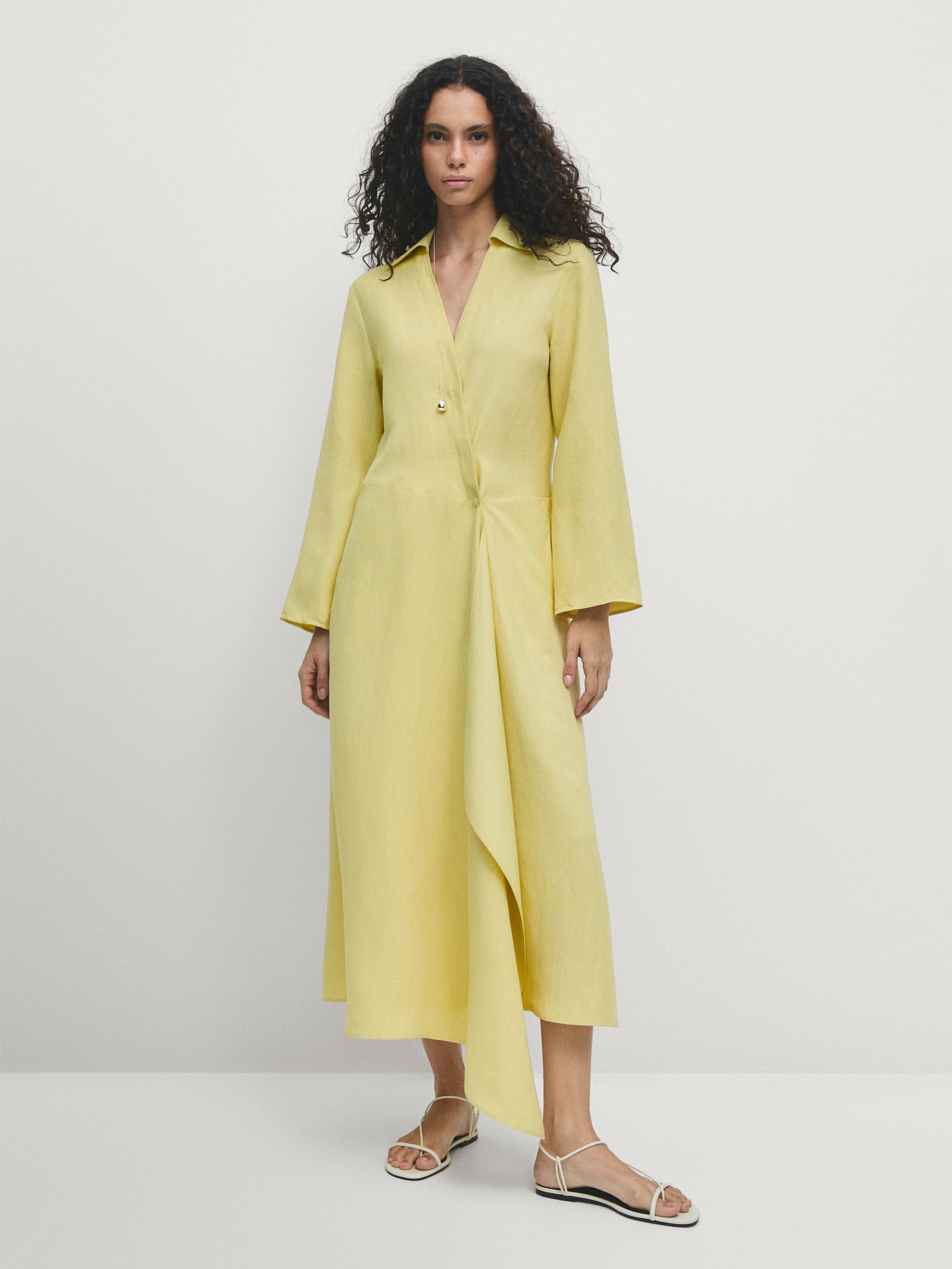 Shirt dress with ruffle