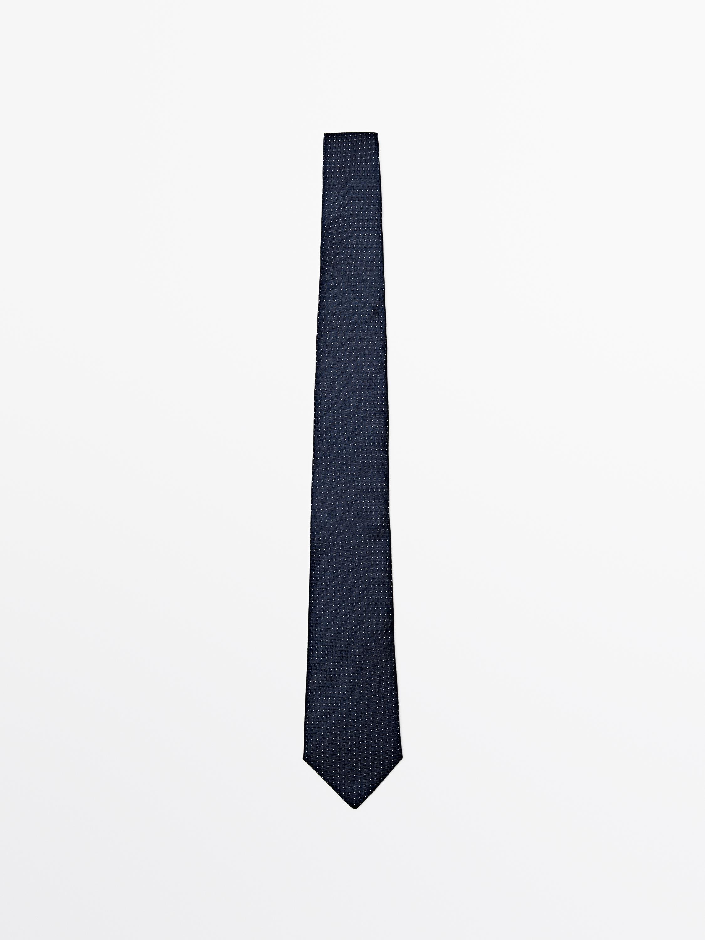100% silk polka dot tie — NAVY BLUE