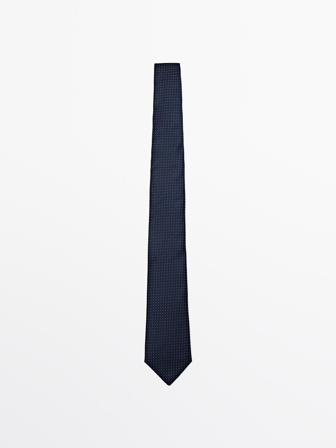 Corbata Puntos 100% Seda - Azul Marino - 01 - Massimo Dutti - Hombre