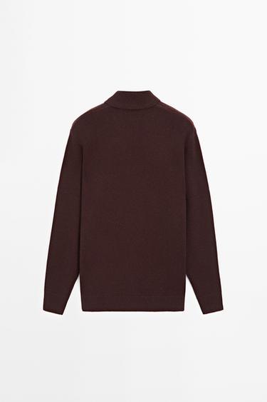 Knit pocket detail polo sweater — BURGUNDY 6