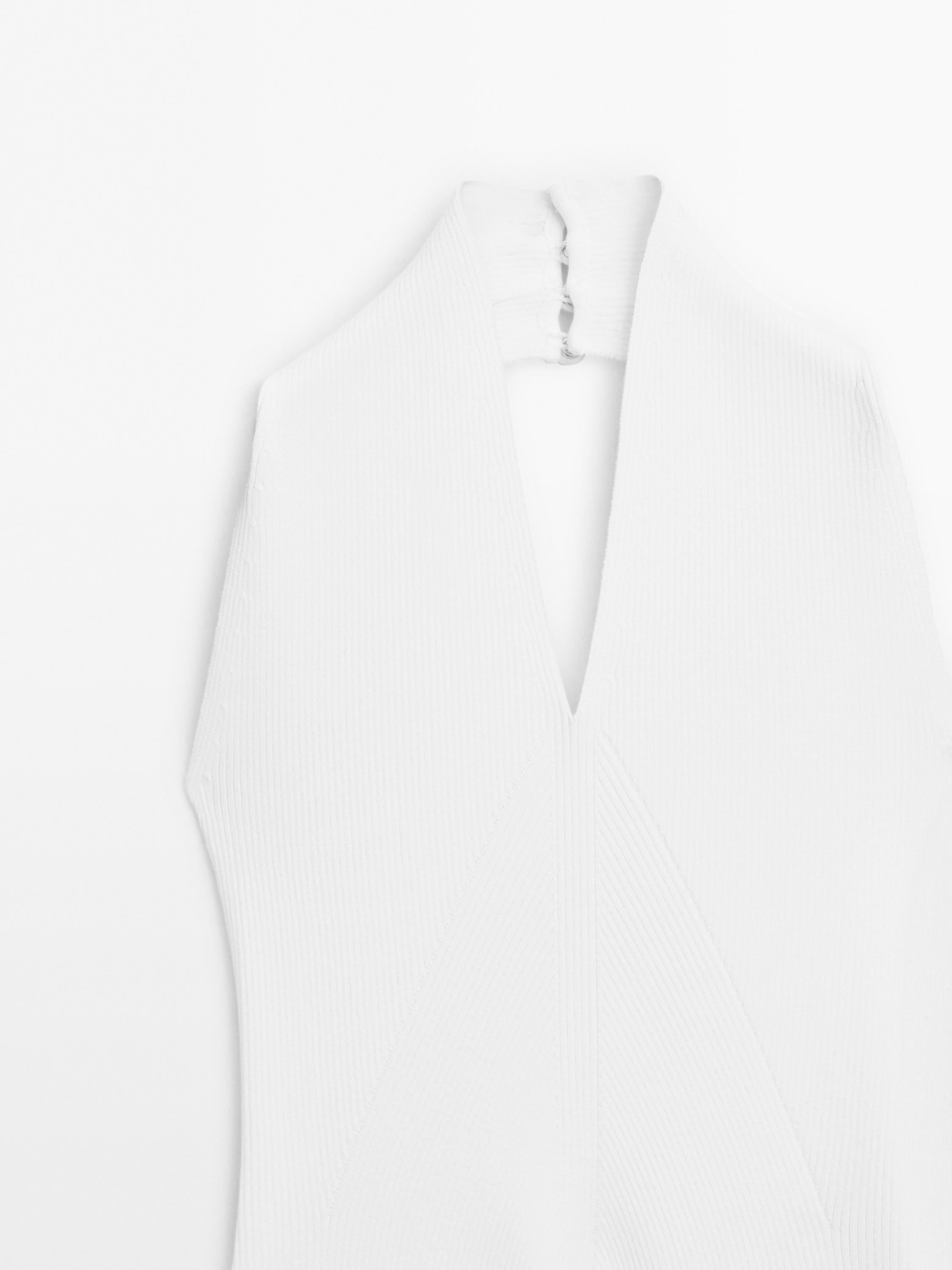 Knit halter bodysuit with V-neck - STUDIO