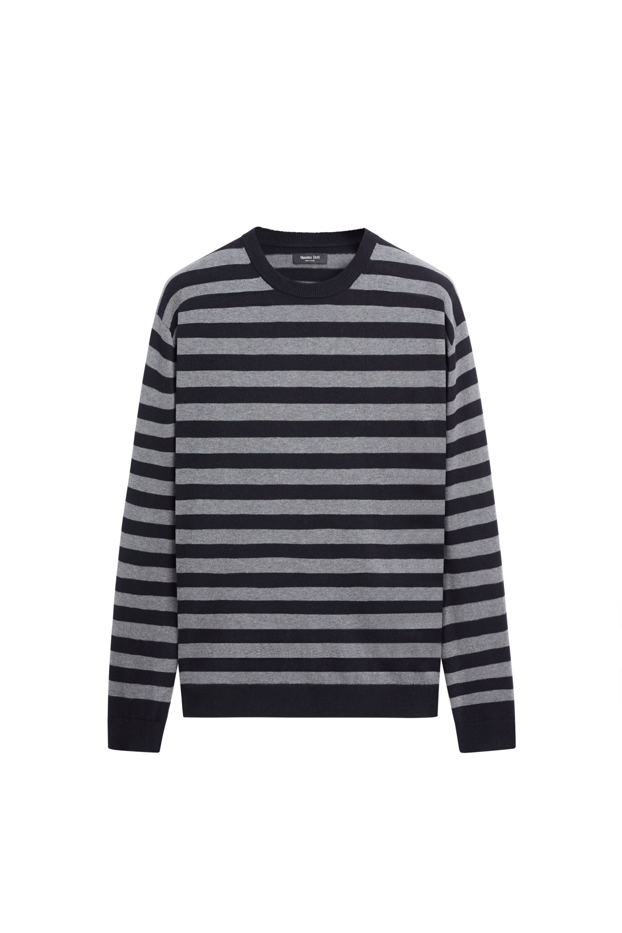 Massimo Dutti Pamuk karışımlı çizgili triko kazak görsel 7