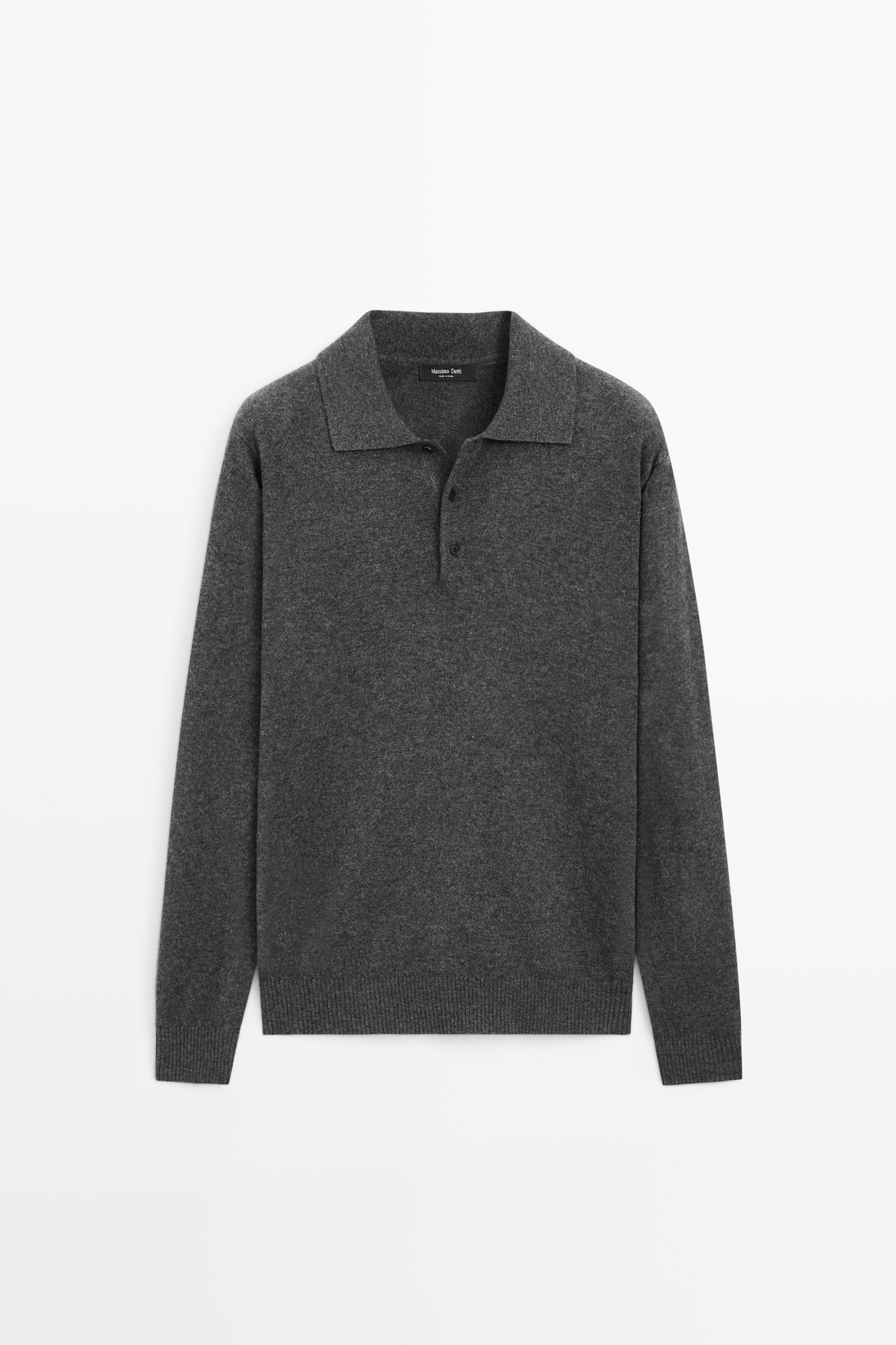 Wool cashmere blend polo sweater