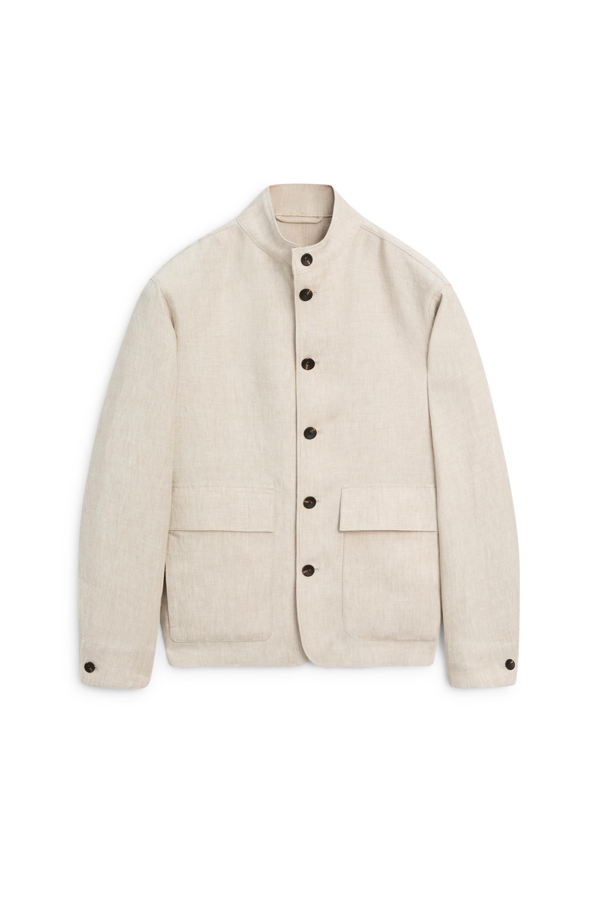 100% linen total look overshirt — BEIGE