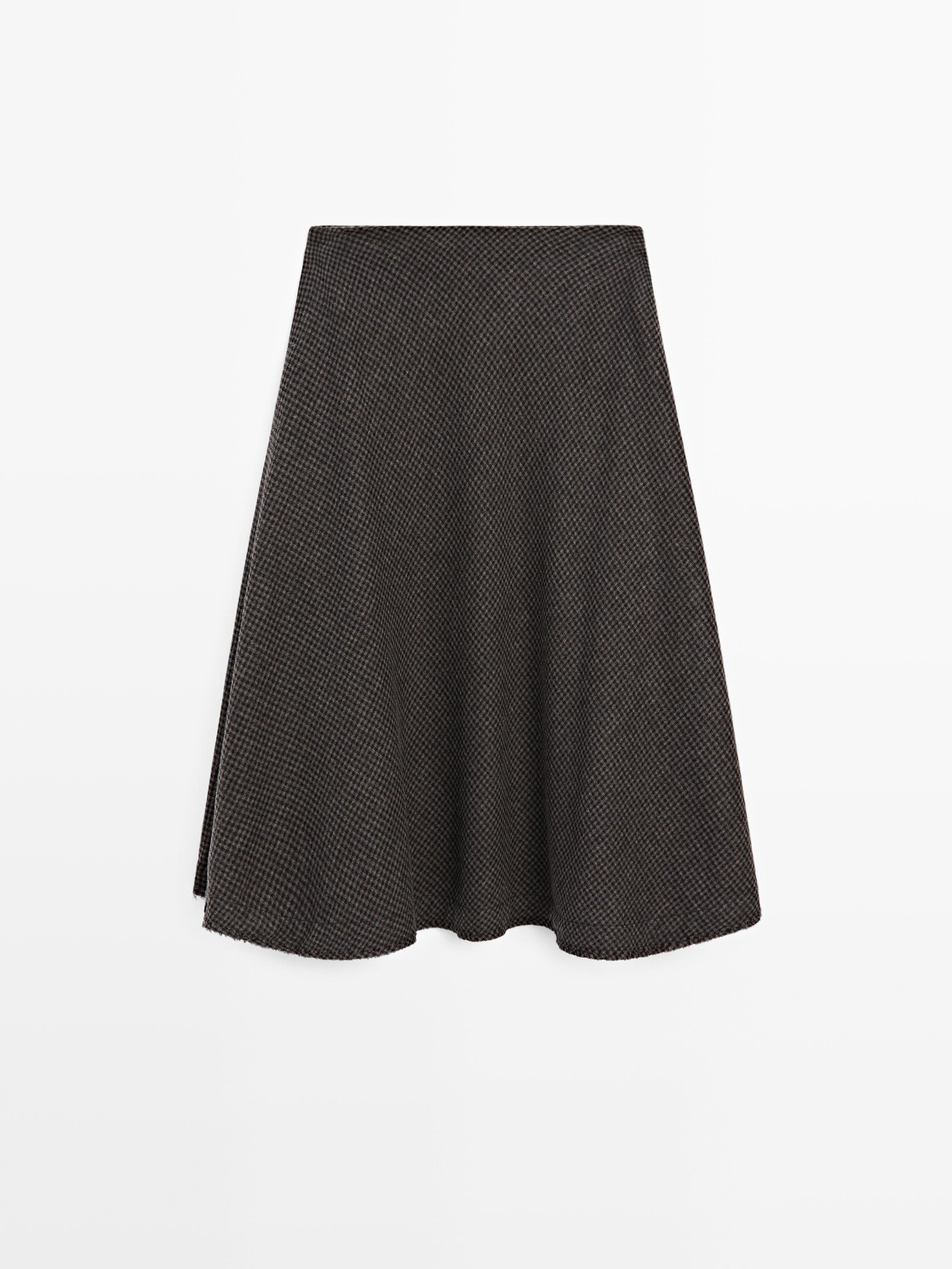 Gingham flared midi skirt