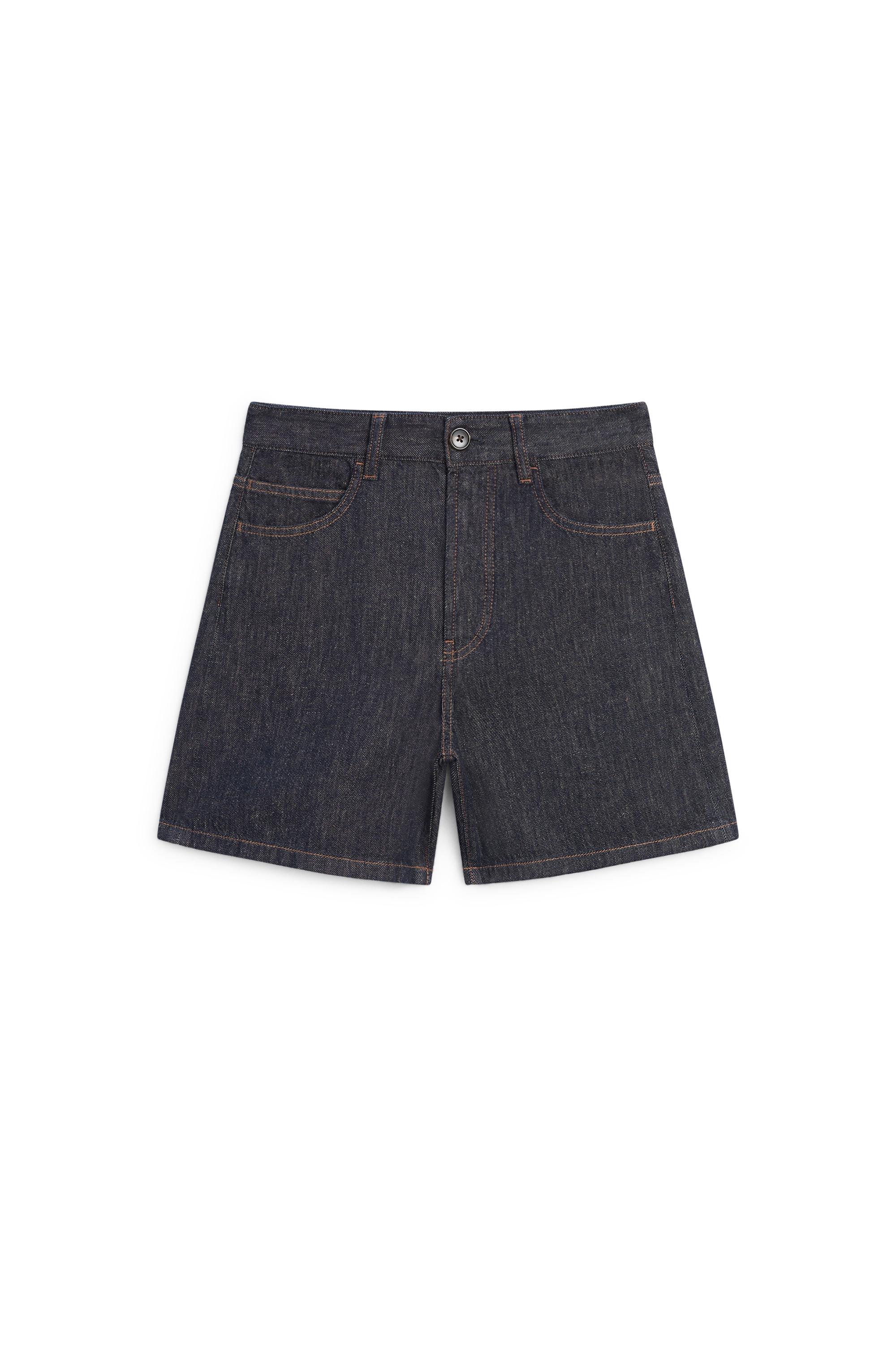 Total look mid-rise denim Bermuda shorts — DARK BLUE