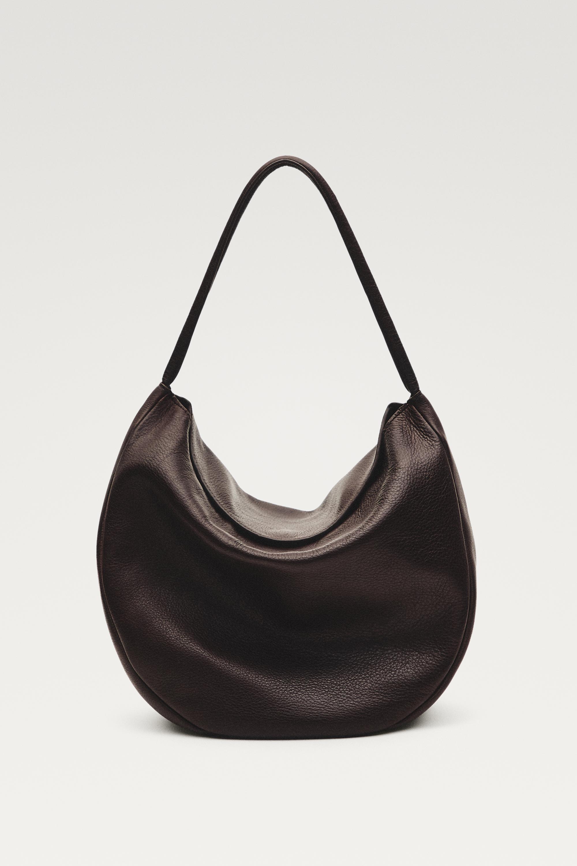 Medium nappa leather slouch bag — BROWN