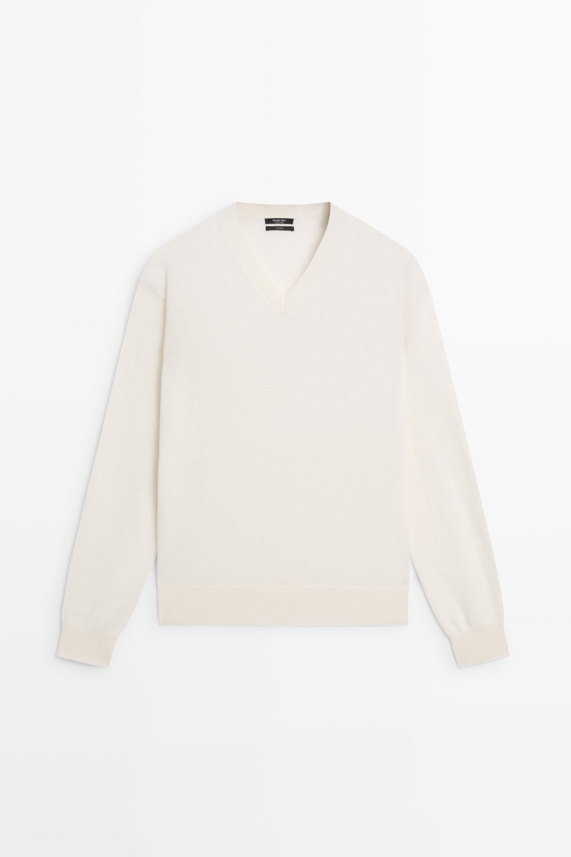 100% cashmere knit sweater — CREAM