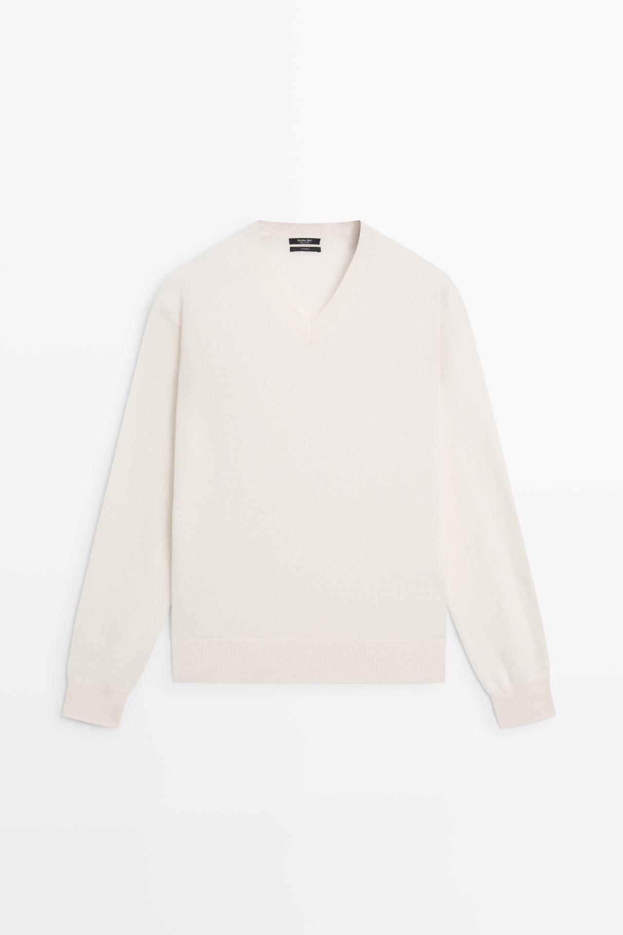100% cashmere knit sweater — CREAM