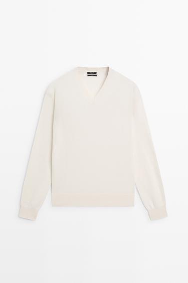 100% cashmere knit sweater — CREAM 2