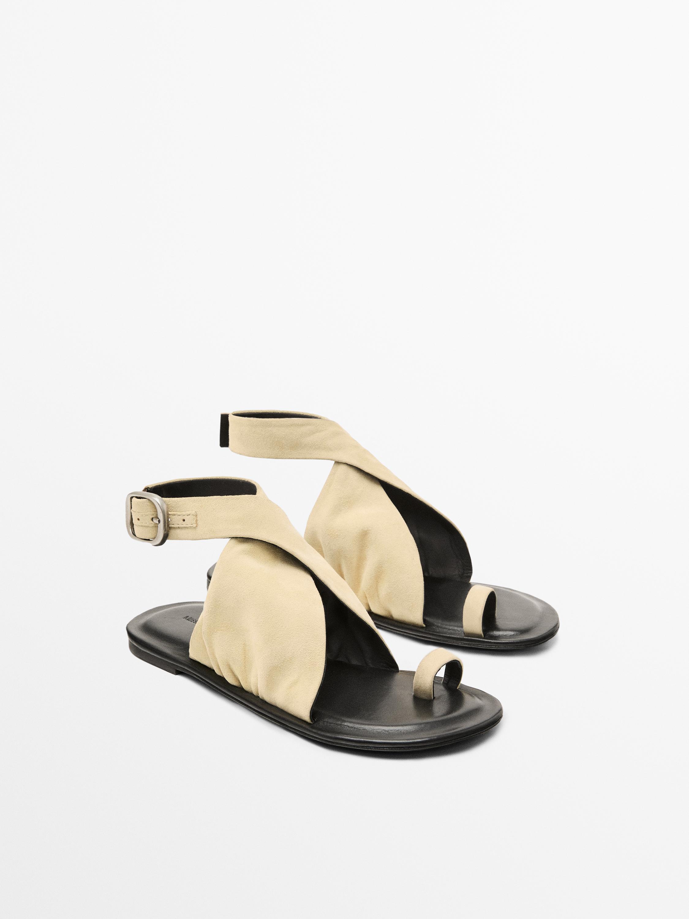 Tubular suede sandals