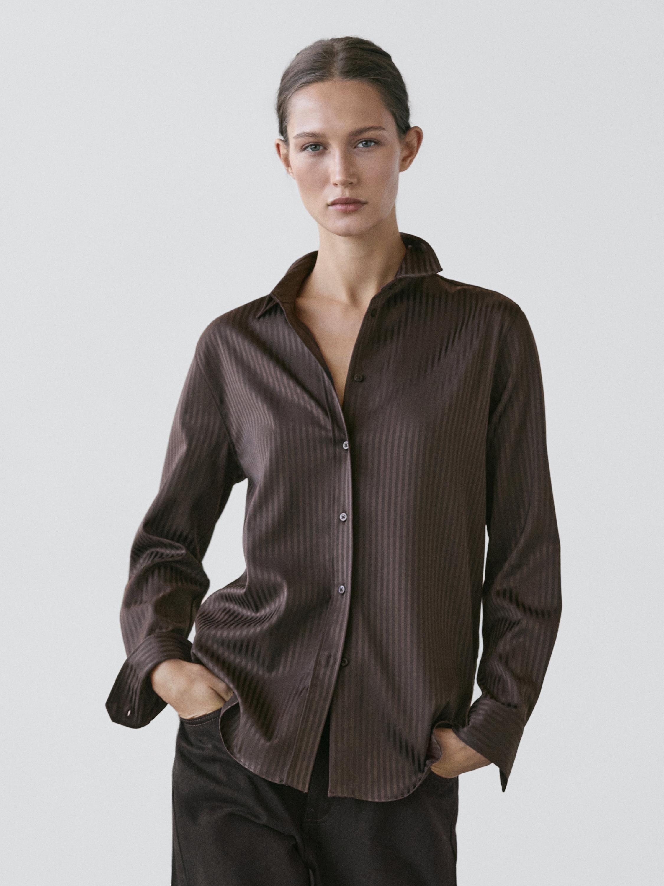 Striped flowing shirt — BROWN