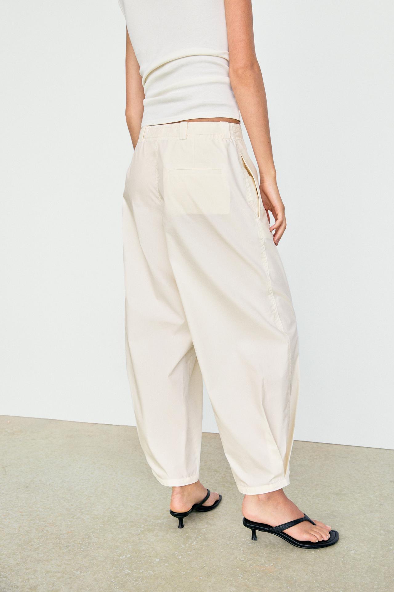 Cotton blend pants with tie detail — WHITE