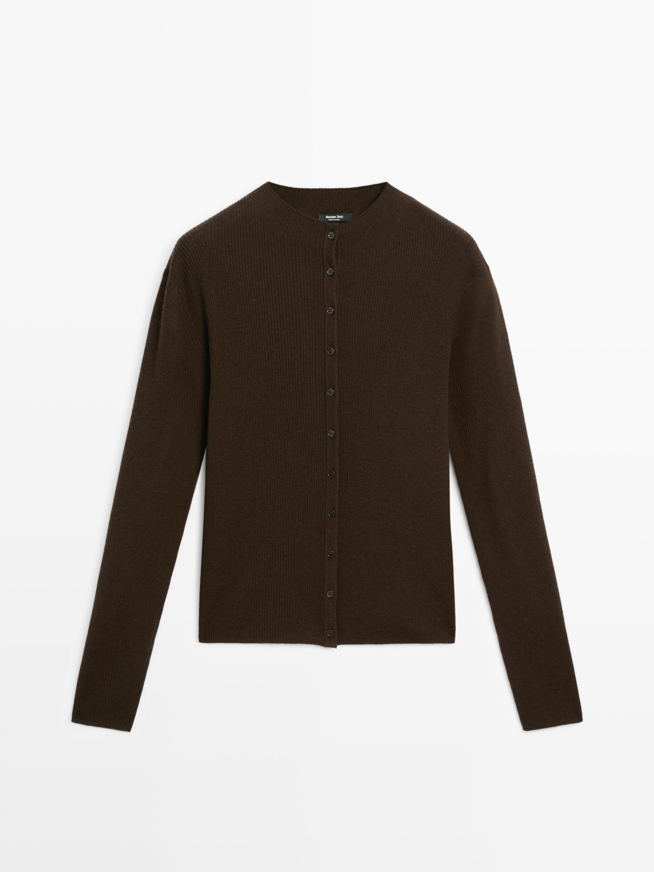 Ribbed wool blend cardigan