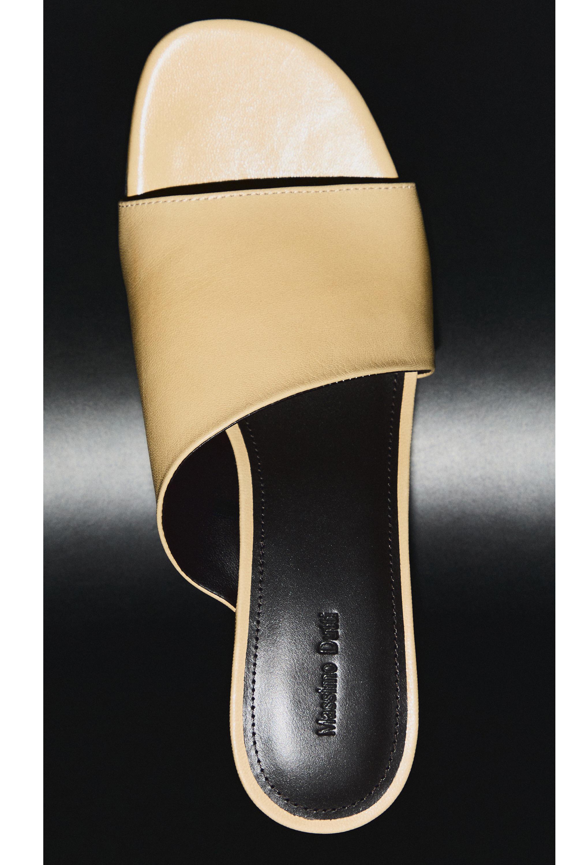 Soft leather wedge heel sandals — BEIGE