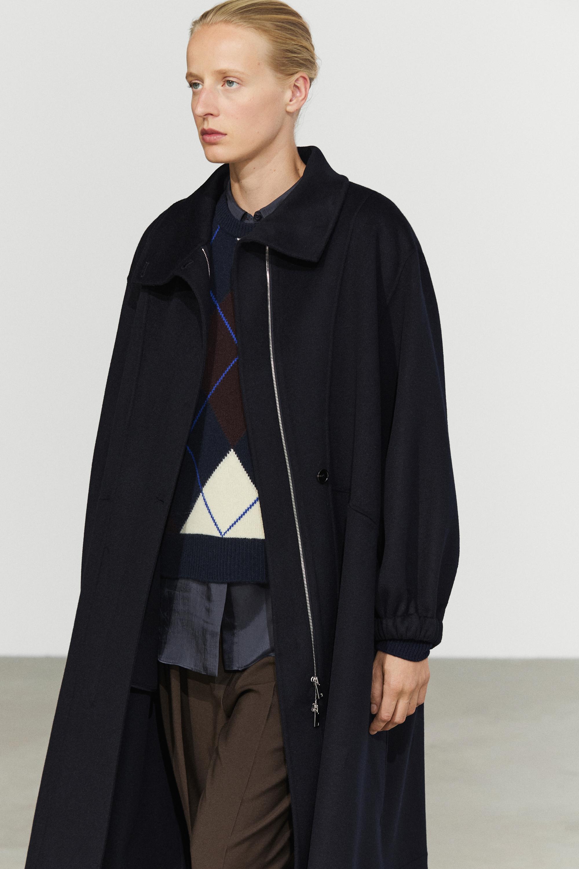 Long wool blend high-collar parka