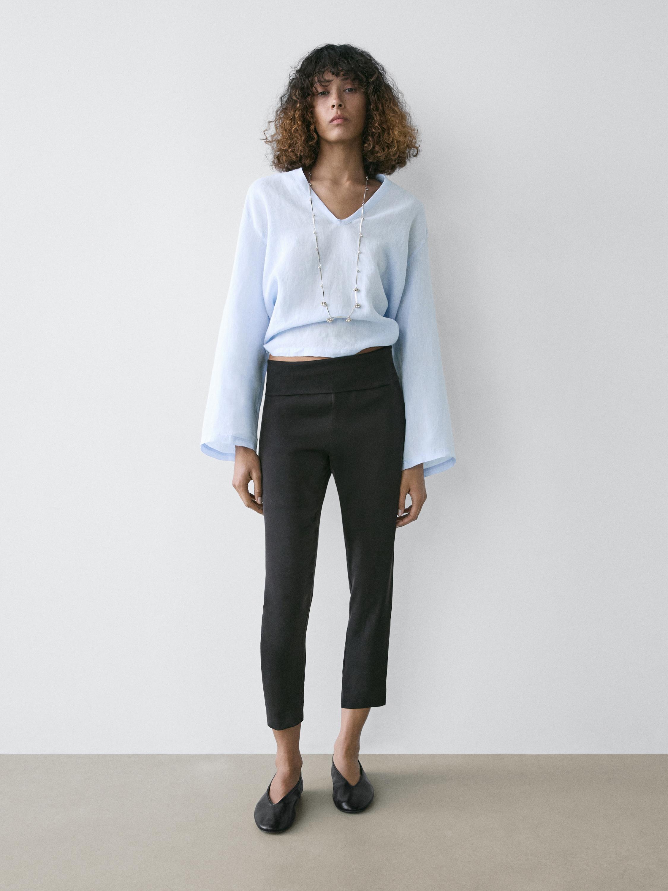 100% linen long sleeve shirt — SKY BLUE