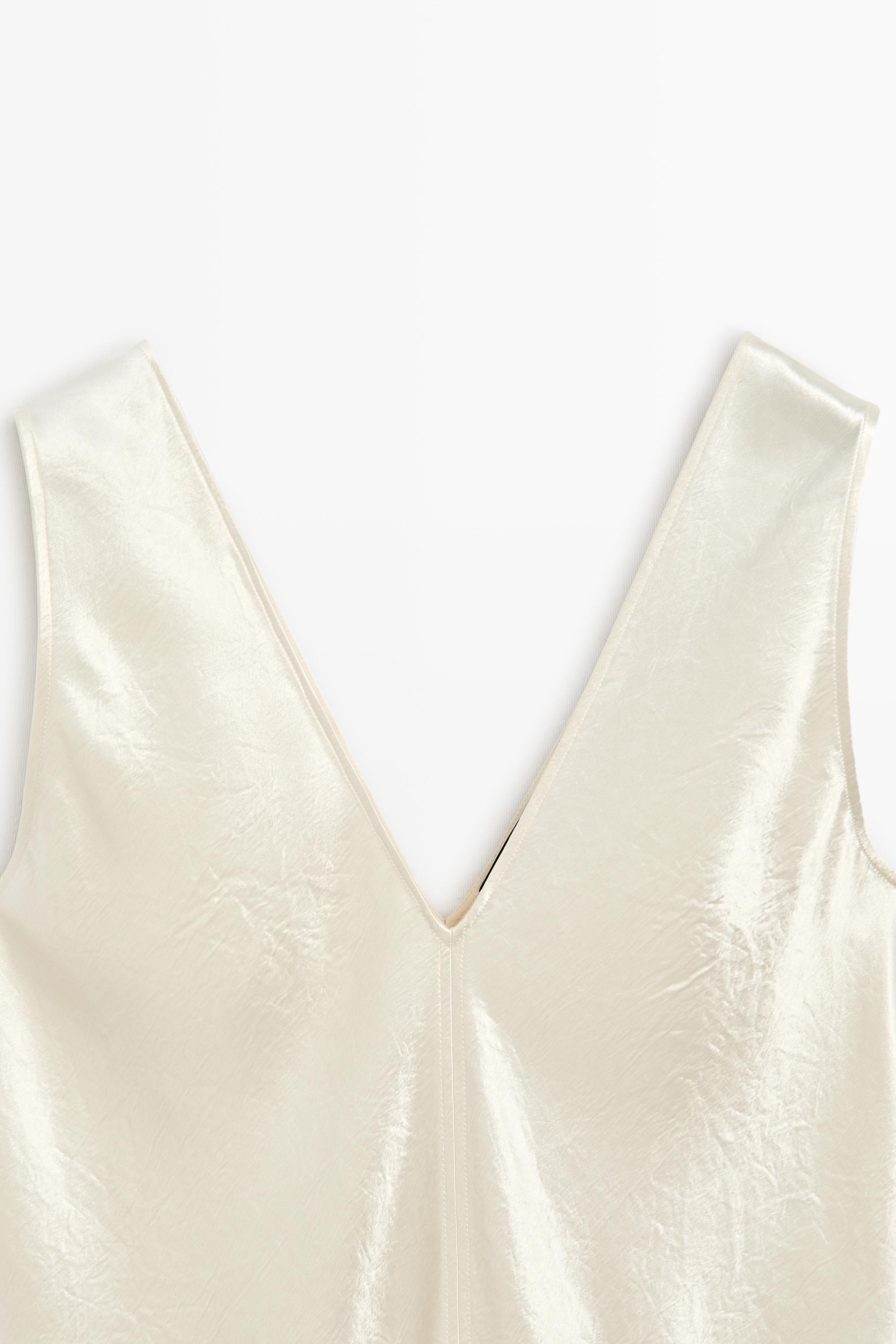 Satin midi slip dress — CREAM