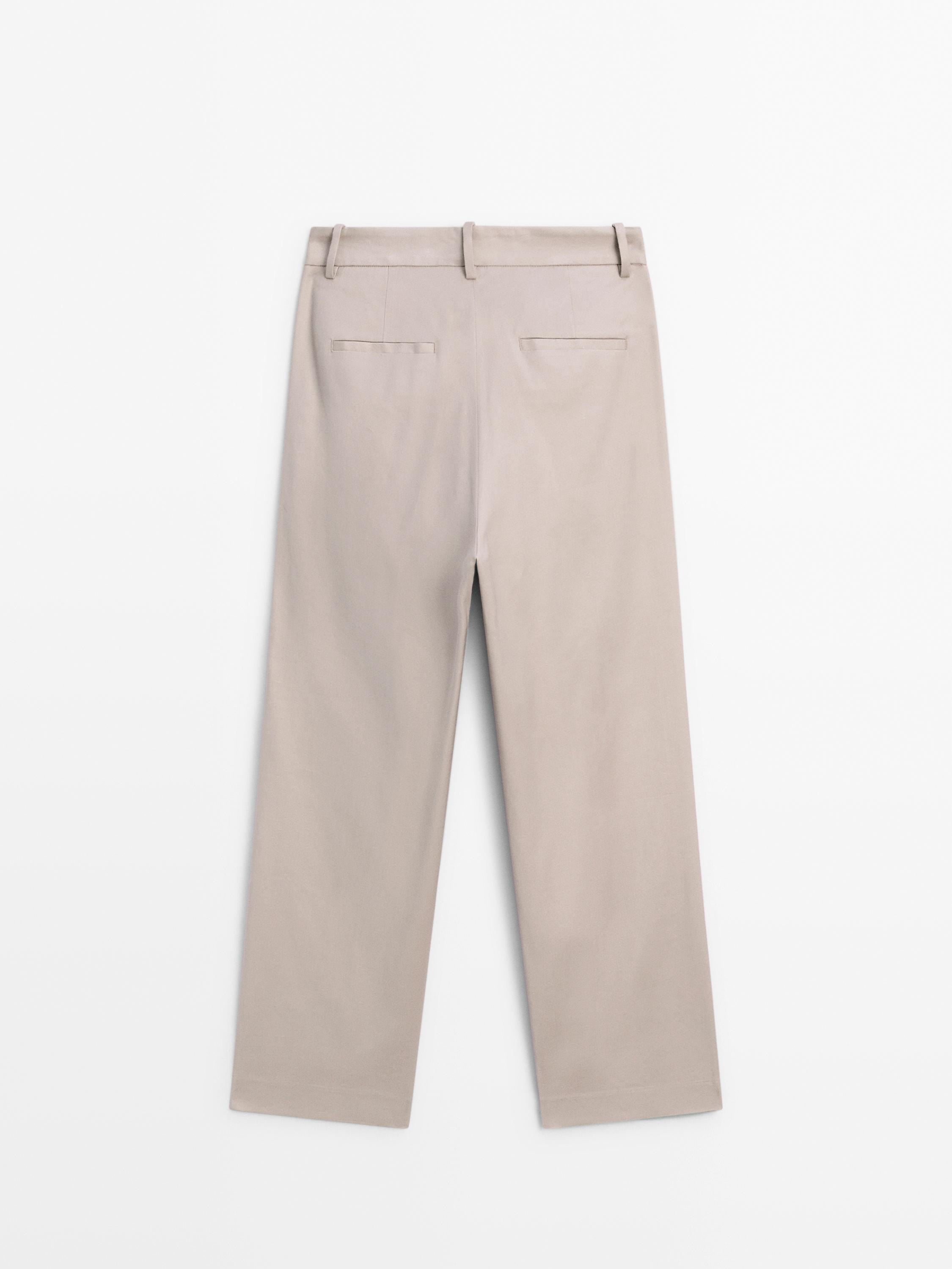 Stretch linen blend trousers